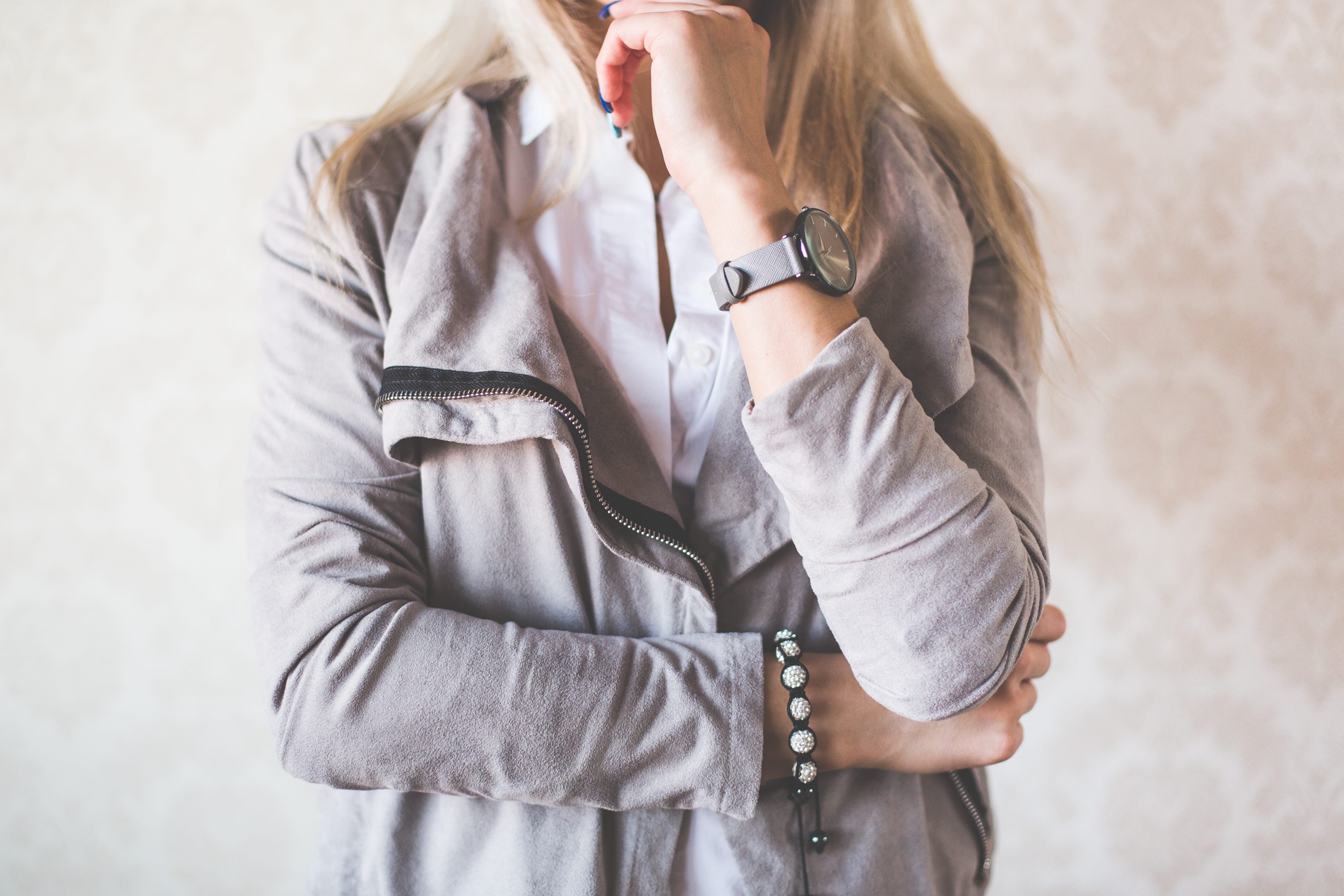 adults Only, caucasian Ethnicity, Gray, copy Space, Watches, blond hair, one Person, hairstyle, people, wall - building feature, contemplation, 4K, depression - sadness, HD Wallpaper
