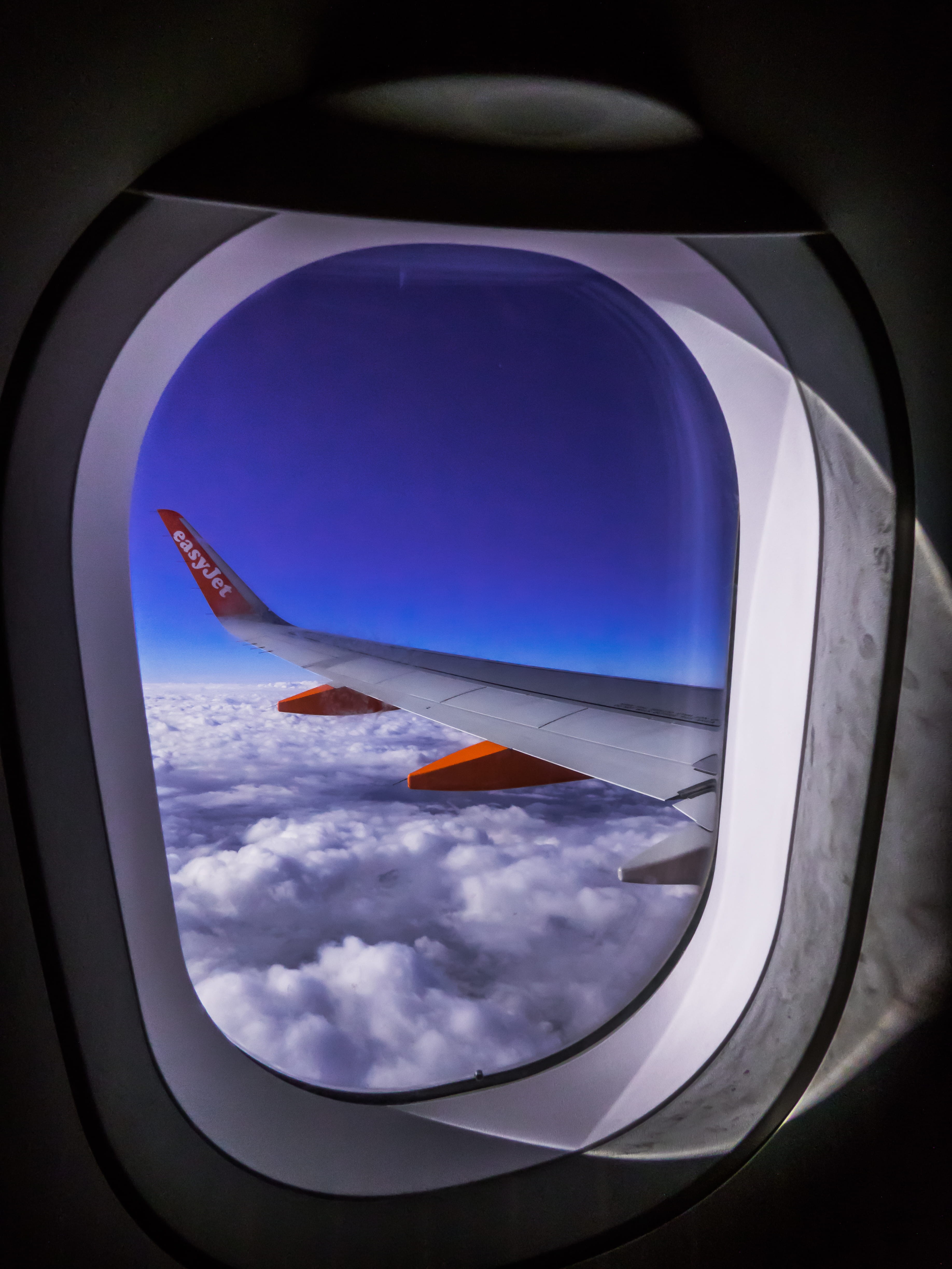 journey, glass - material, mid-air, nature, modern, orange, flying, aircraft, blue sky, transportation system, outdoors, no people, air vehicle, mode of transportation, Phone HD Wallpaper