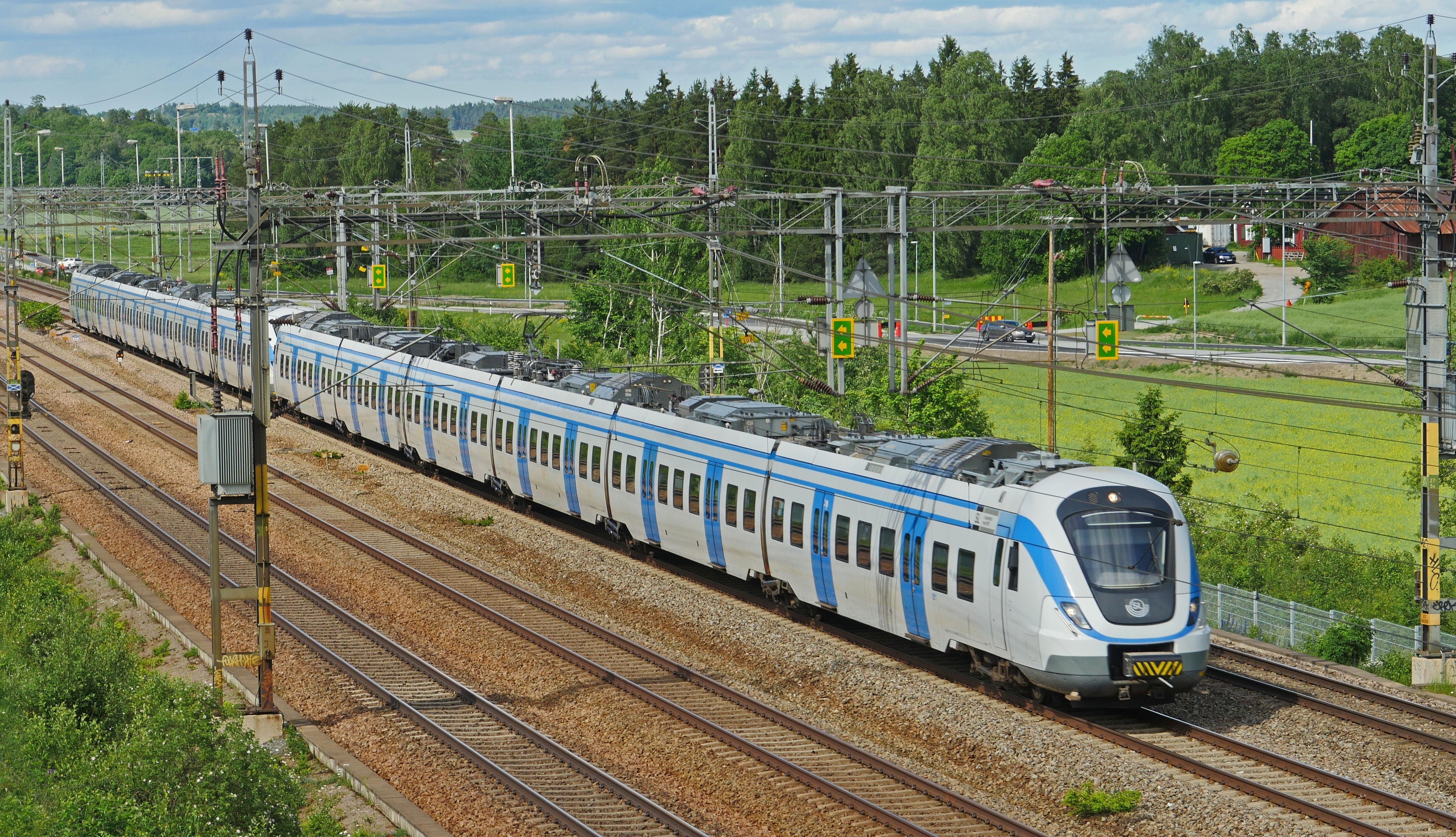 green color, electrical multiple unit, mode of transportation, railroad car, power supply, upplands, s-bahn stockholm, passenger train, track, Traffic, HD Wallpaper