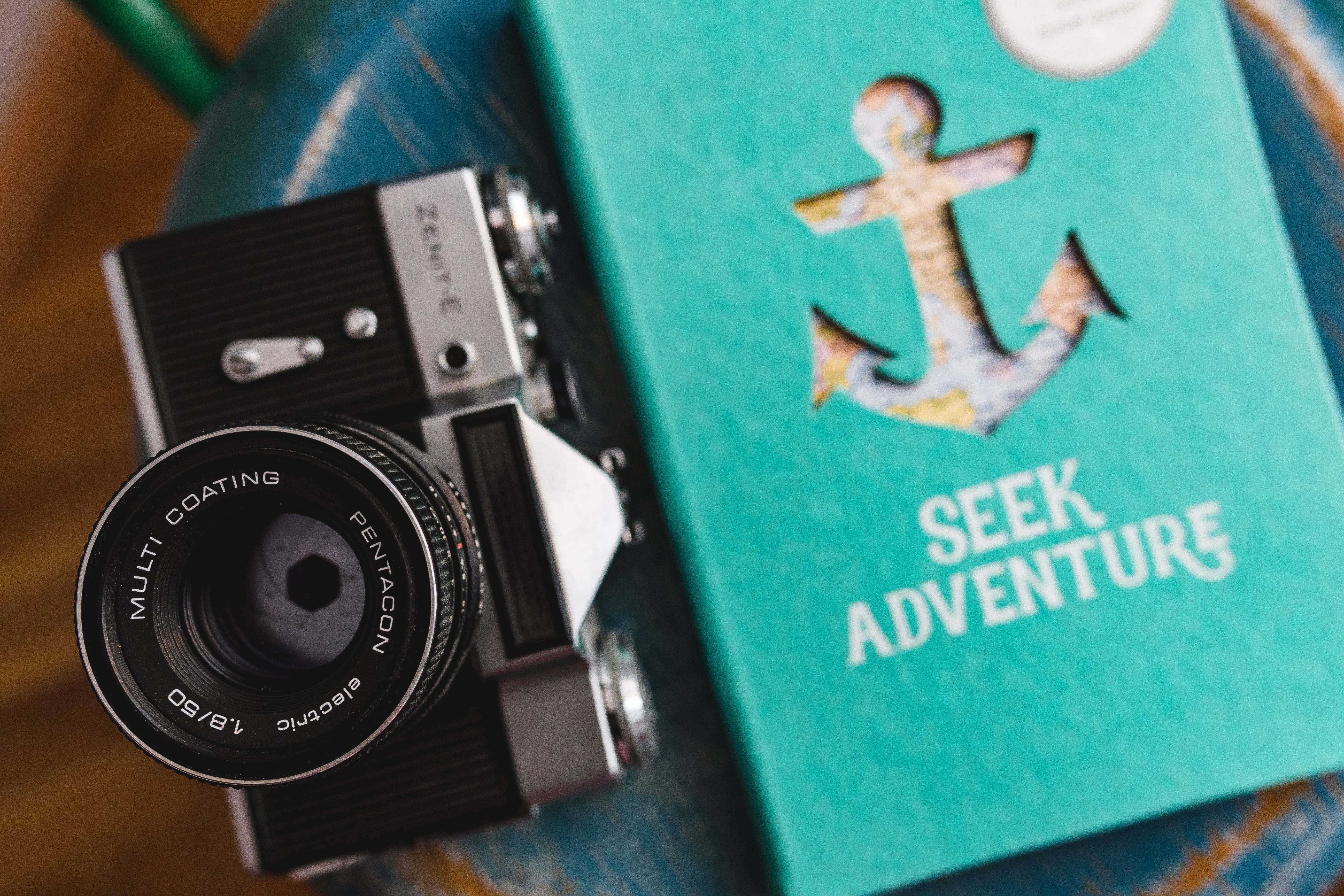book, still life, photography themes, stool, focus on foreground, camera - Photographic Equipment, notebook, western script, seat, human representation, HD Wallpaper
