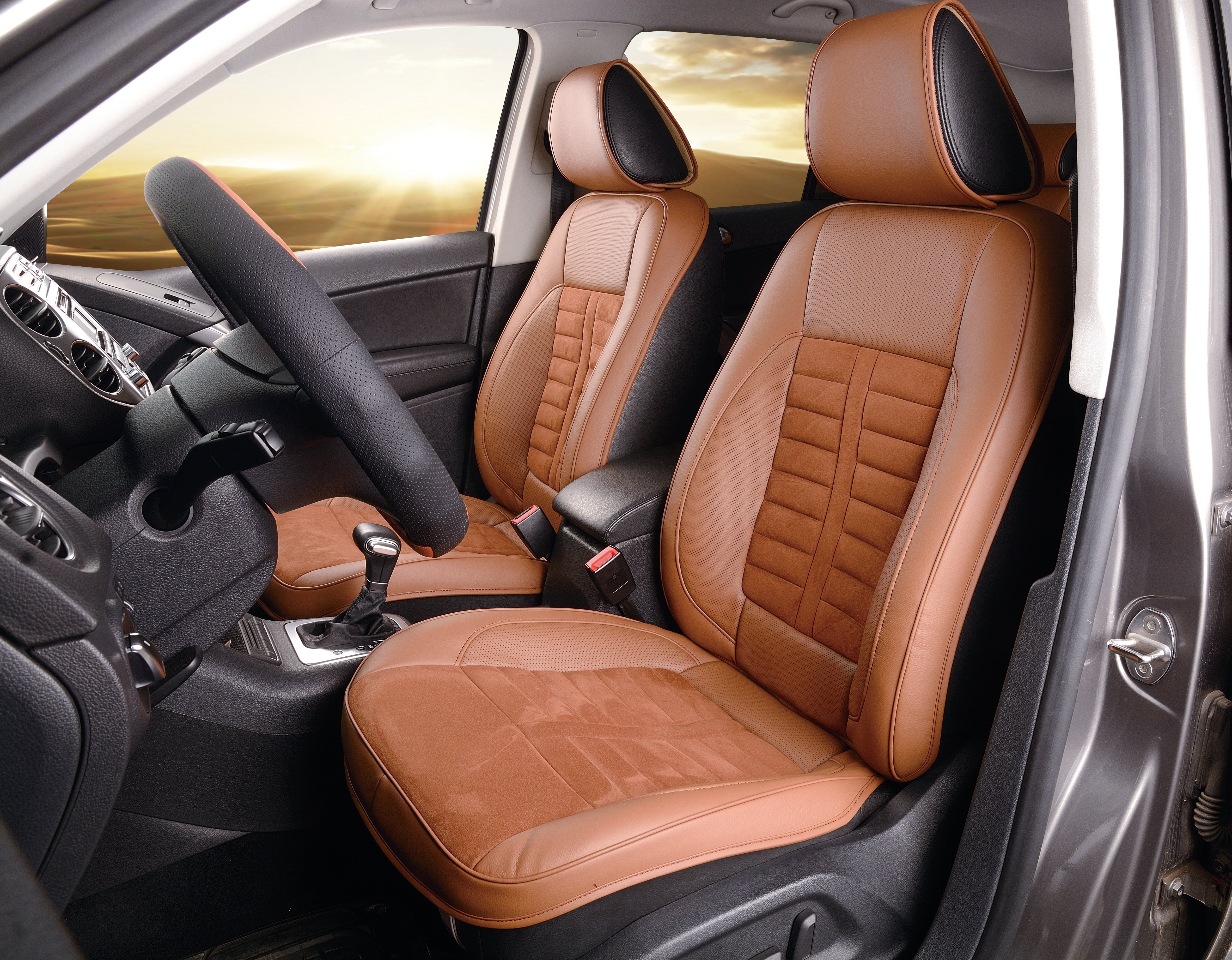 orange color, car interior, automotive, automotive interior, leather cushion, wheel, aftermarket, no people, motor vehicle, vehicle Seat, black, 5K, car, HD Wallpaper
