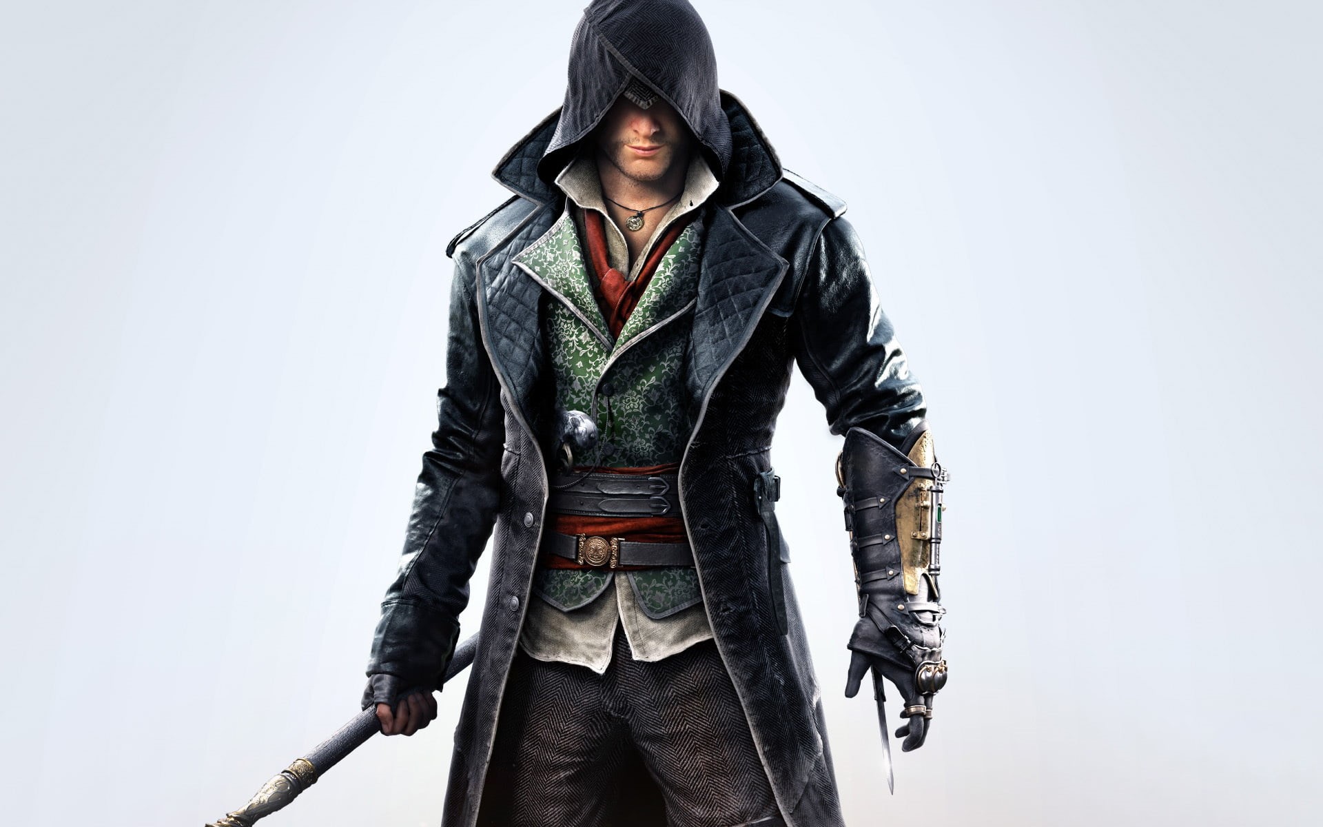 Jacob Fry, Assassins Creed, Cane, black Color, standing, Medallion, Syndicate, lifestyles, clothing, leather, danger, caucasian Ethnicity, men, Blade, holding, HD Wallpaper