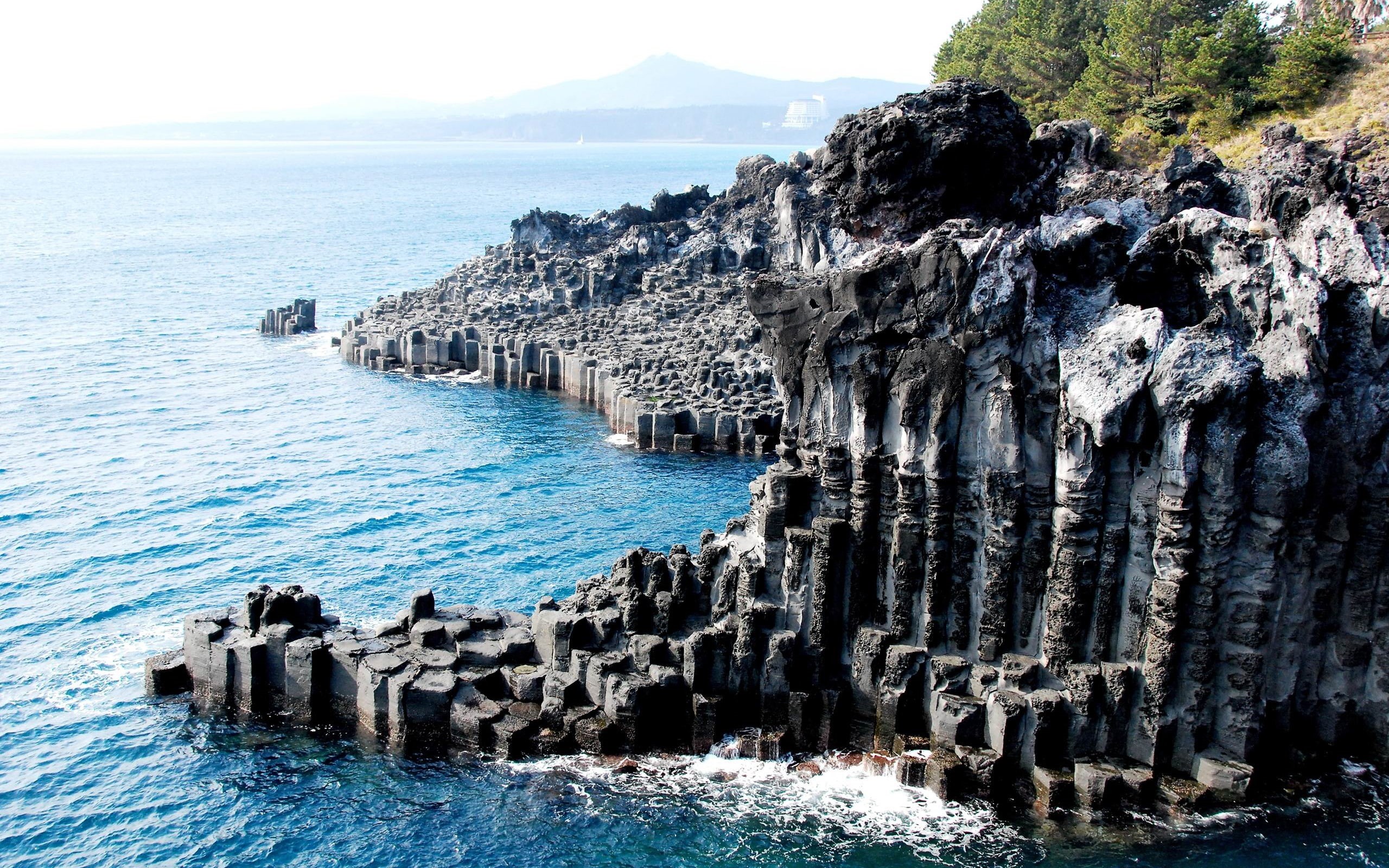 rock - object, photo, water, no people, island, nature, life, land, sky, korea, day, stack rock, rock formation, outdoors, jeju, rocky coastline, HD Wallpaper