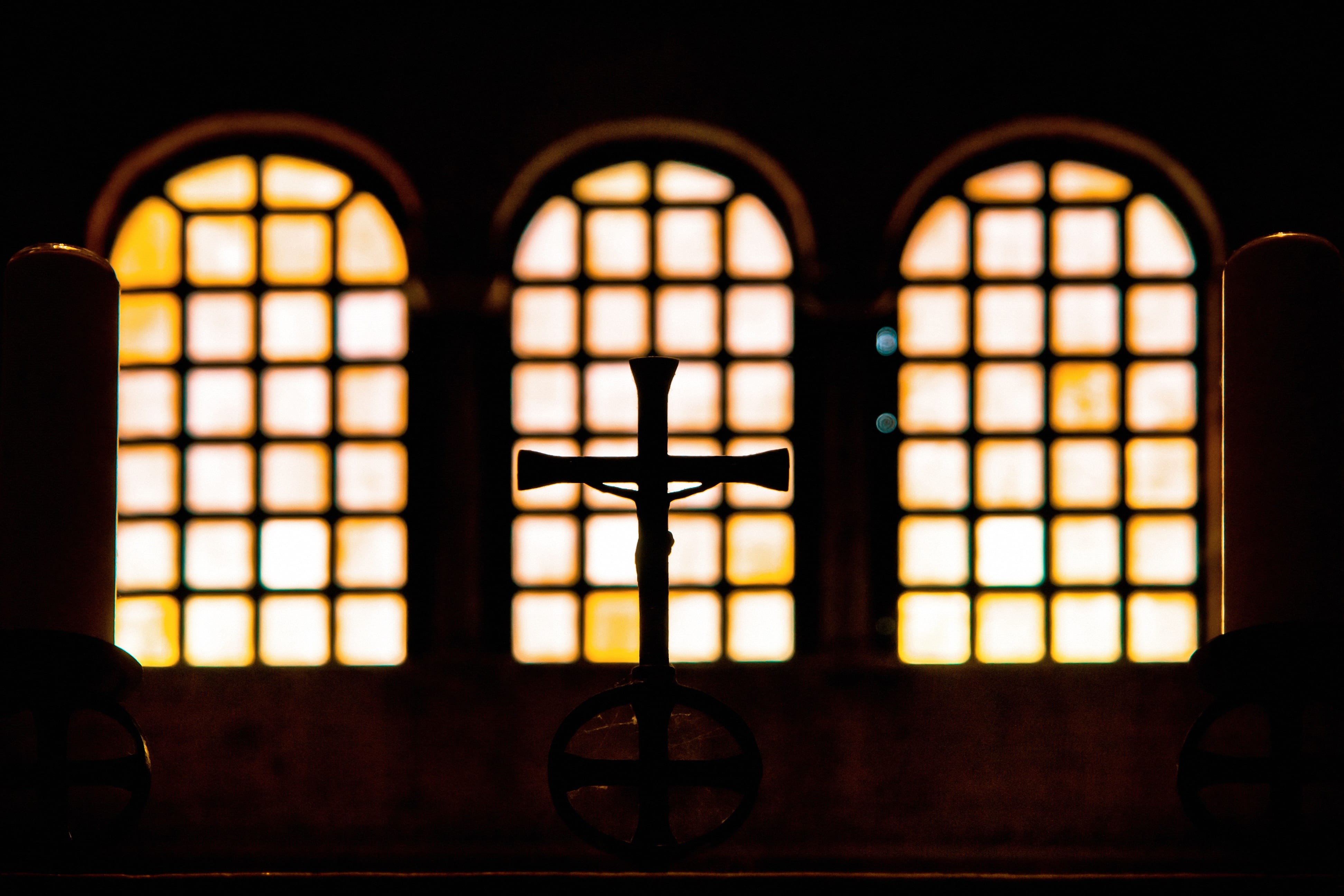 building, interior, empty, old, place of worship, scary, catholic, europe, mosaic, arch, italy, light, cross, sculpture, travel, illuminated, focus on foreground, HD Wallpaper