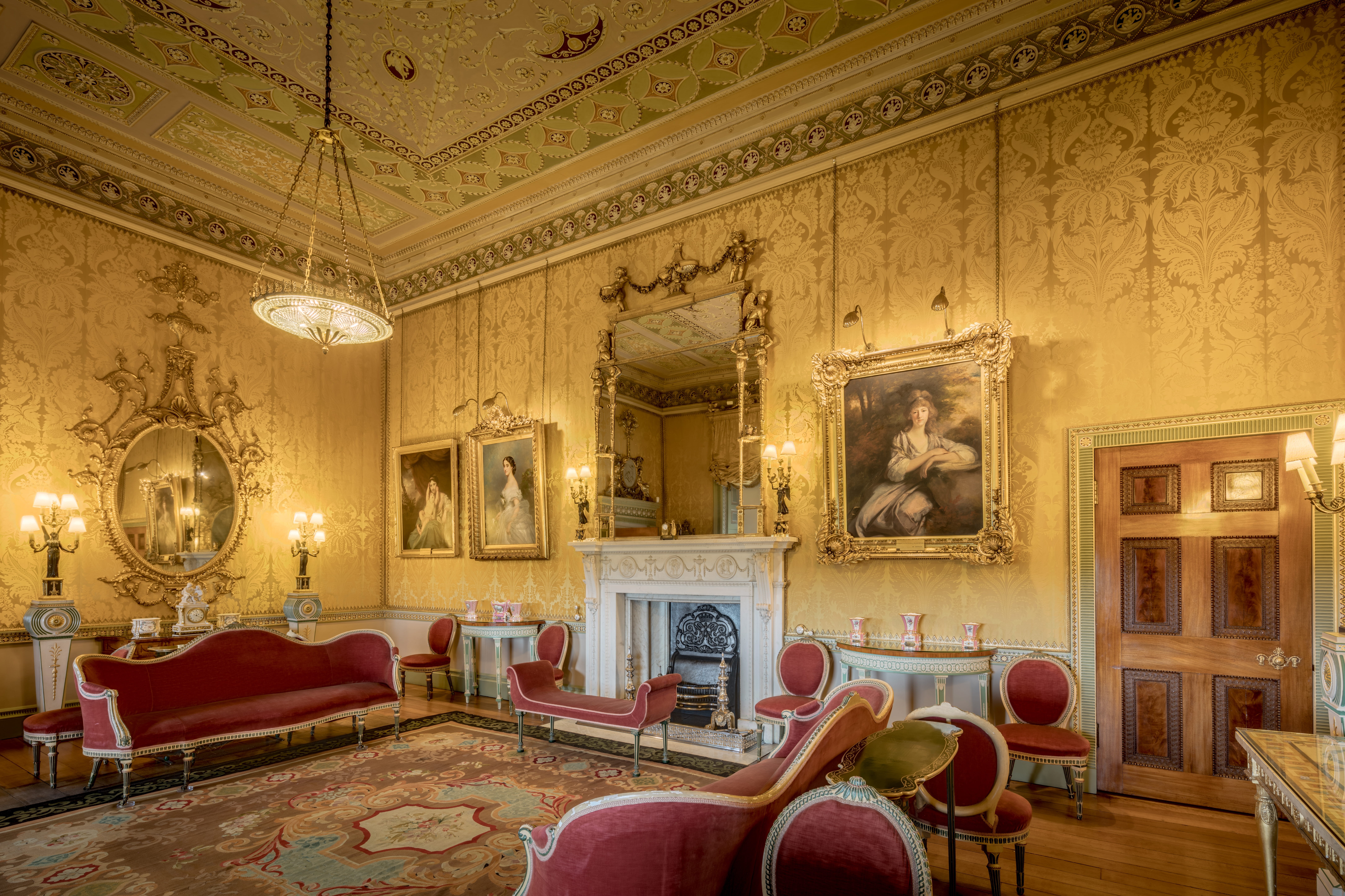 8K, indoors, set, armchair, seat, room, history, ornate, padded, arched, arts culture and entertainment, harewood house, united kingdom, chair, antique, HD Wallpaper