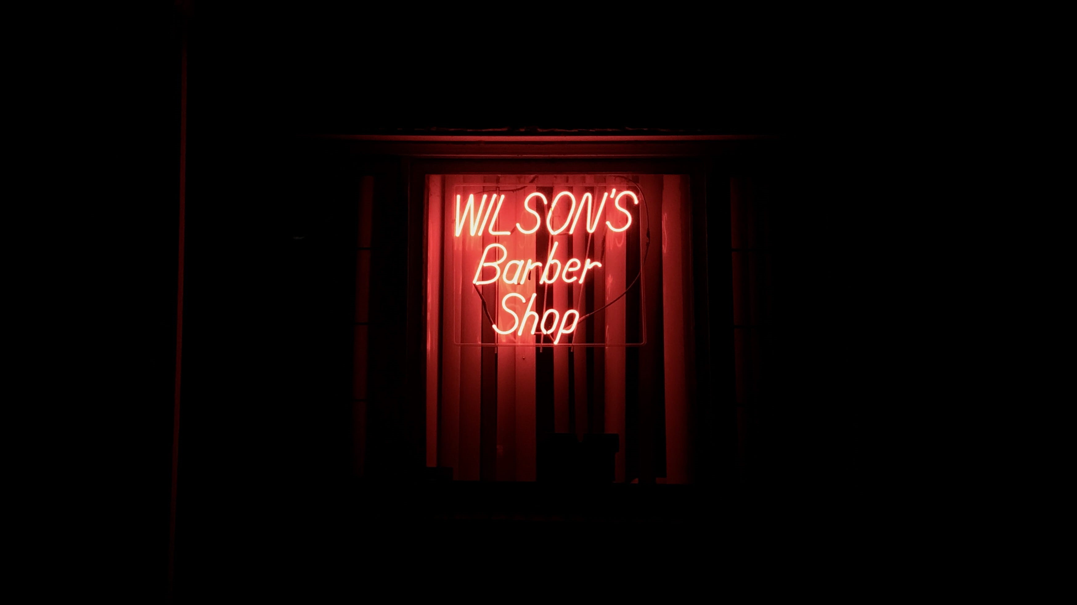 musical instrument, trumpet, western script, communication, barber, road sign, shop, seattle, light, lighting equipment, lightbulb, number, glowing, dark, HD Wallpaper