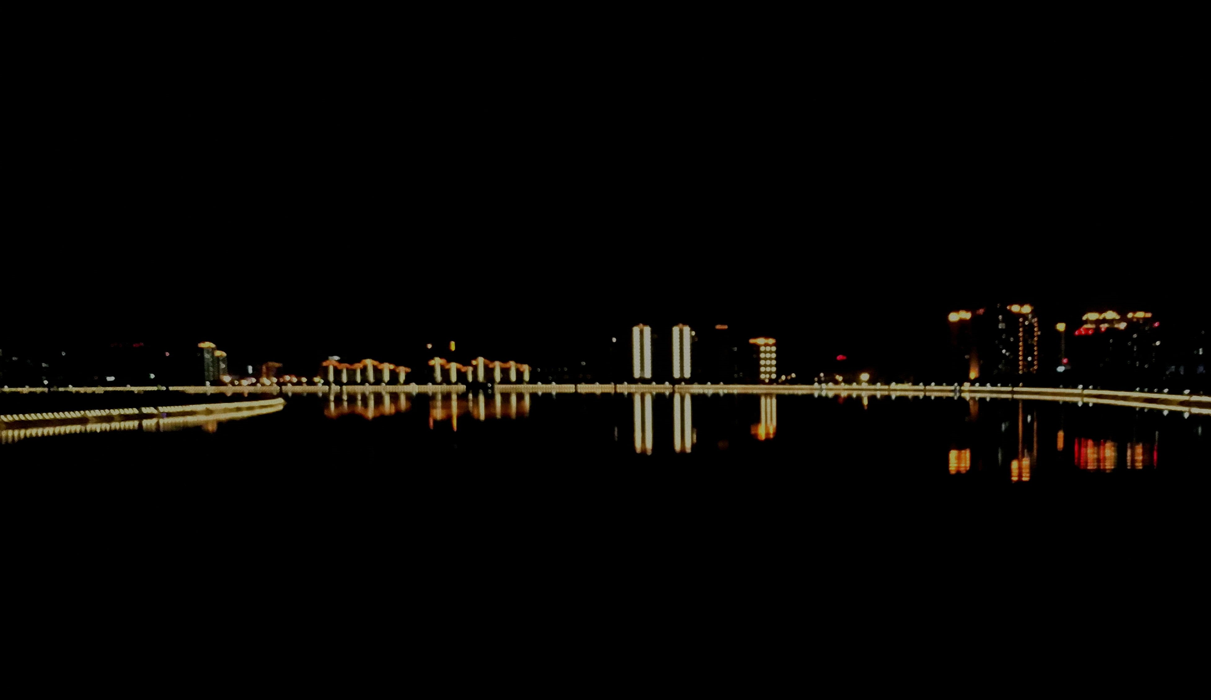 river, building, nature, cornet, astronomy, built structure, urban, copy space, waterfront, night, musical instrument, stage, clear sky, bridge - man made structure, HD Wallpaper