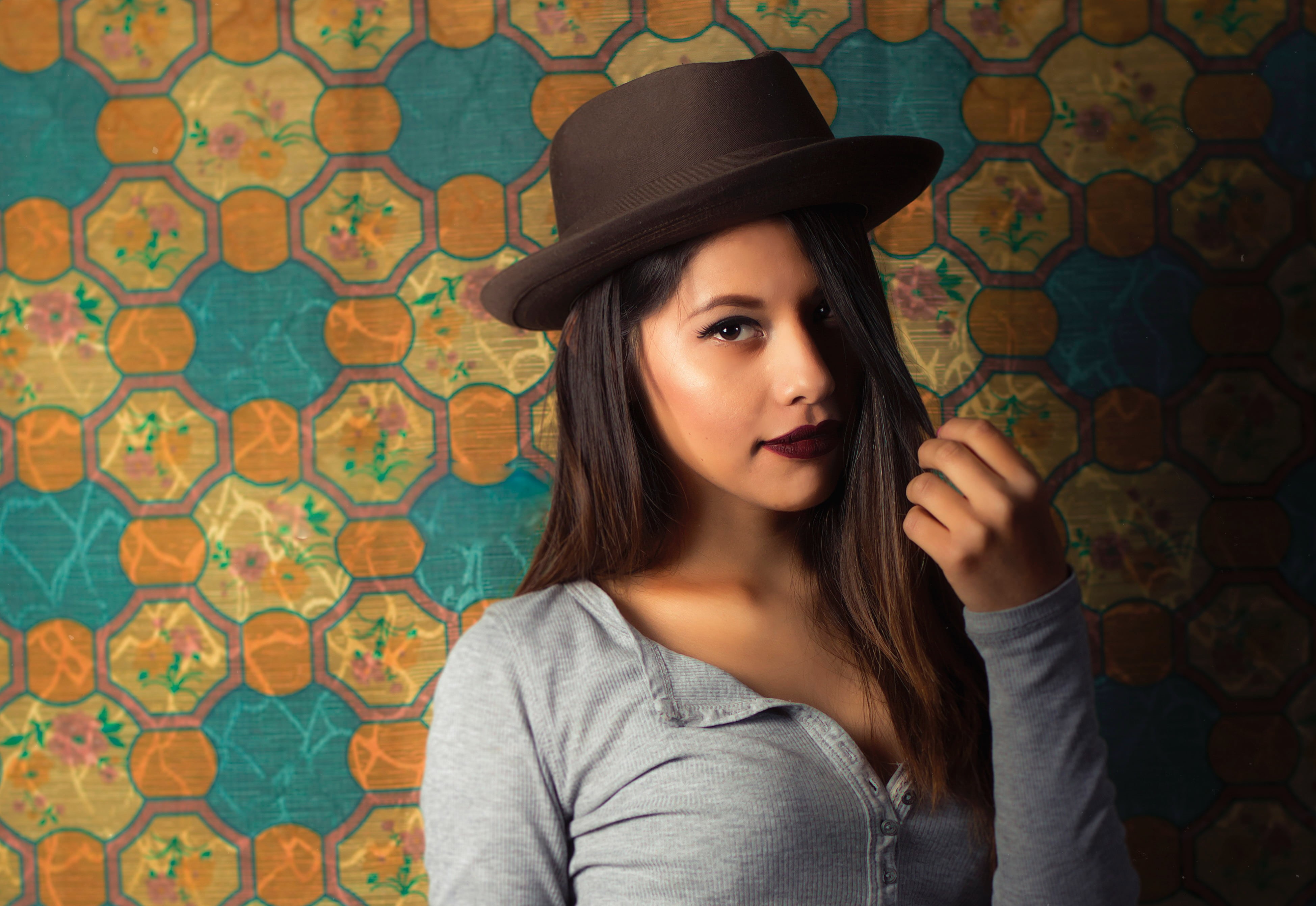adolescence, front view, people, indoors, young women, caucasian Ethnicity, fashion, teal, portrait, young Adult, long hair, beautiful, teenager, beautiful people, HD Wallpaper