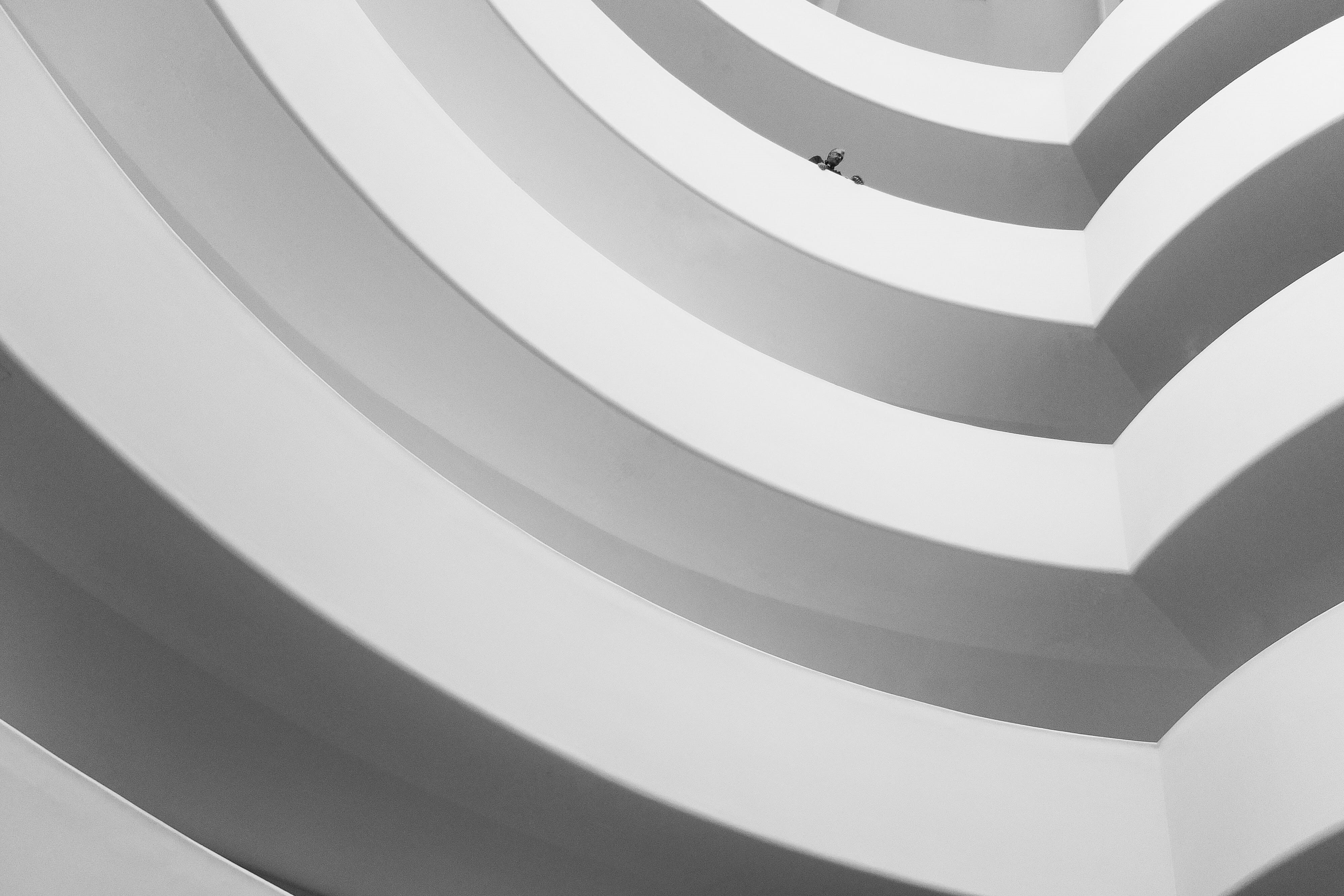 solomon r. guggenheim museum, white color, ceiling, museum, guggenheim, minimalism, building, architecture, modern, close-up, new york, low angle view, HD Wallpaper