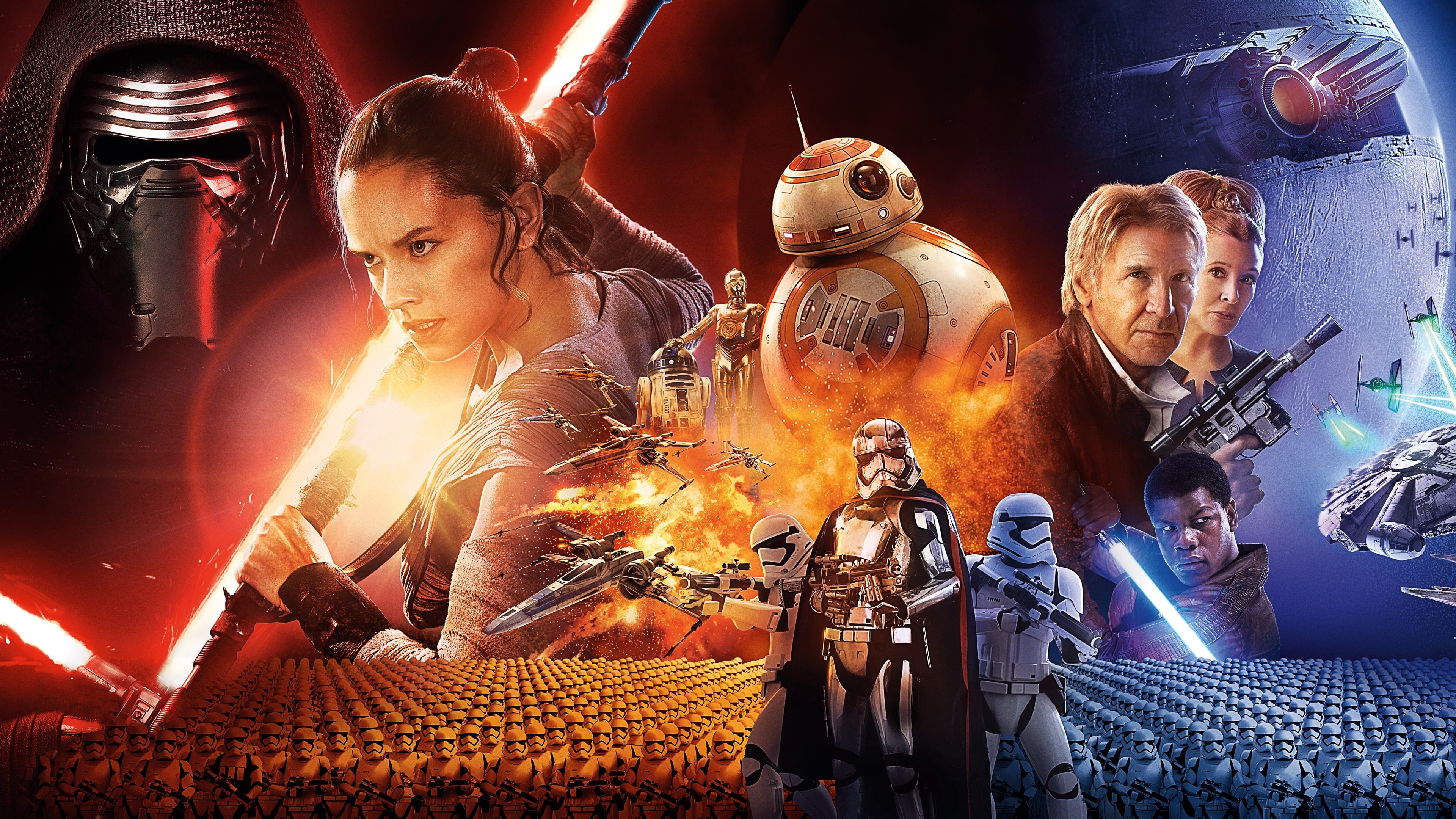 4K, k, star wars the force awakens, hd, ridley, 2016, john boyega, awakens, force, daisy, wars, movies, sci, john, harrison ford, harrison, ultra, ultra hd 4k, HD Wallpaper