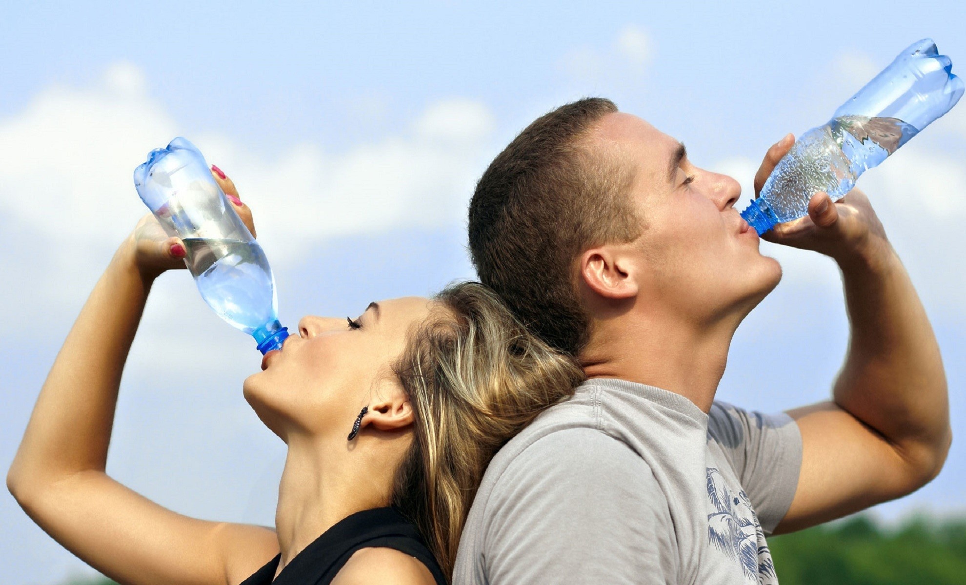clean drinking water singapore, outdoors, headshot, drinking water in singapore, thirsty, container, water, bottle, drink, two people, bottled, portrait, HD Wallpaper