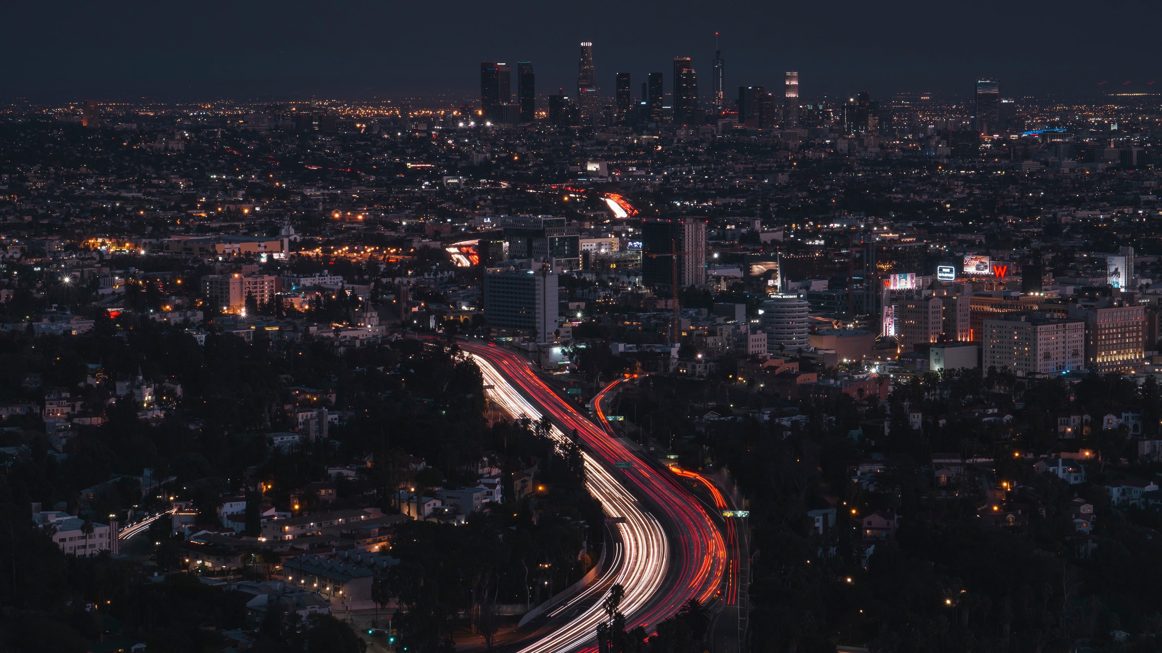 motion, 4K, city Life, cityscape, high, crowd, urban Scene, urban Skyline, highway, modern, road, rise, aerial View, car, horizon, outdoors, light trail, HD Wallpaper