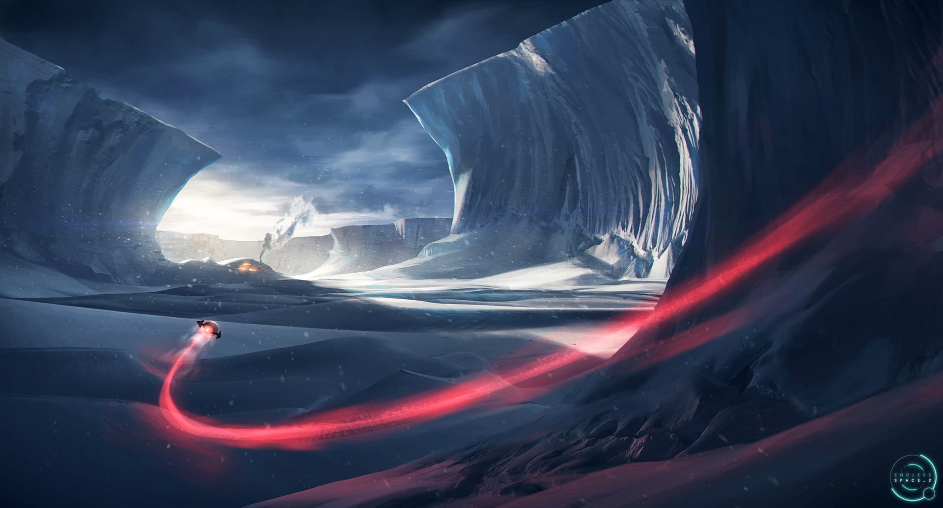 video game art, science fiction, digital art, snow, Endless Space 2, ice, 1080P, Amplitude Studios, Aurelien Rantet, Arctic, artwork, spaceship, HD Wallpaper