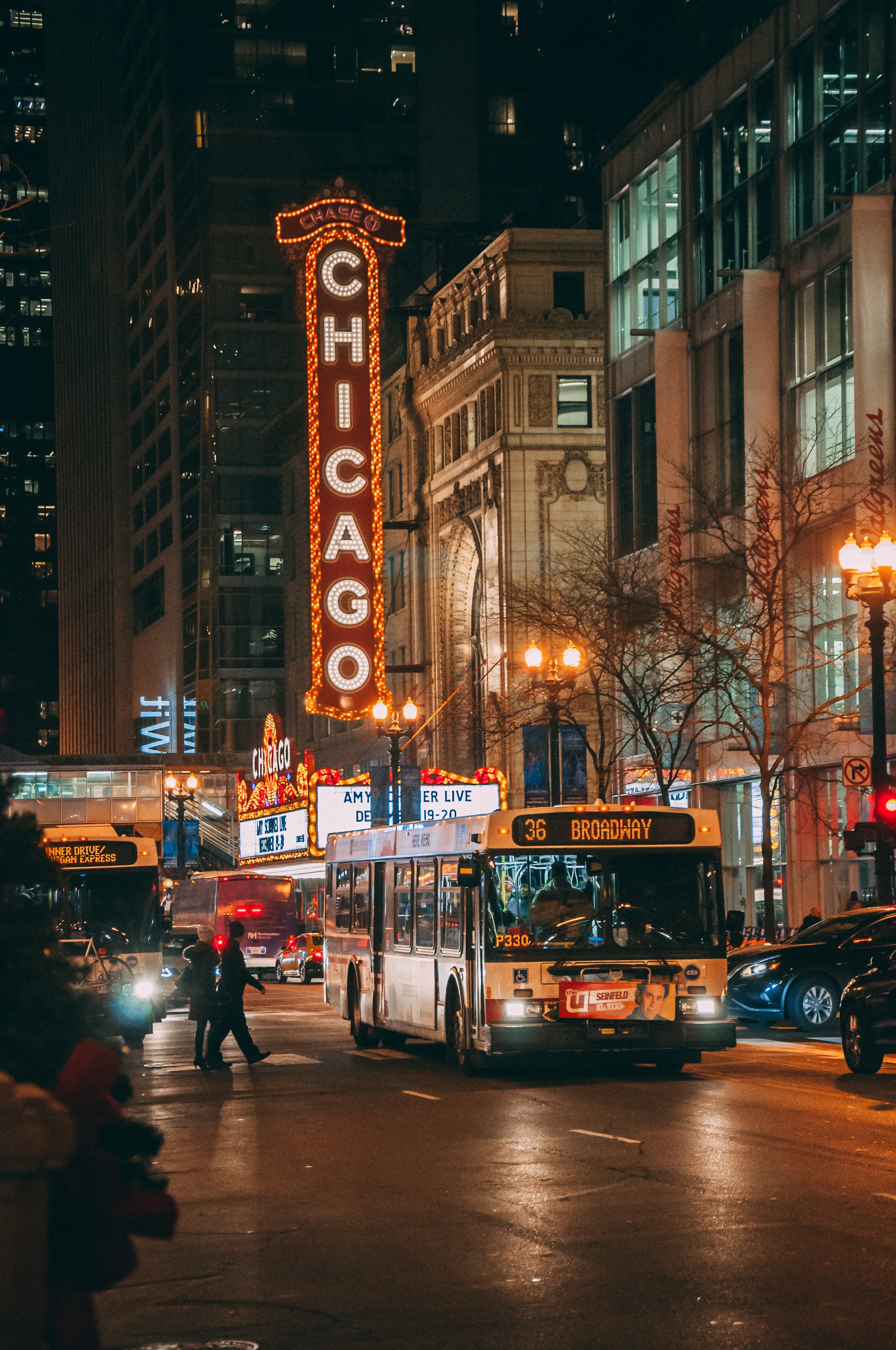 real people, illuminated, outdoors, bus, city life, men, street, red, transportation, city, broadway, neon, mode of transportation, text, led, Phone HD Wallpaper