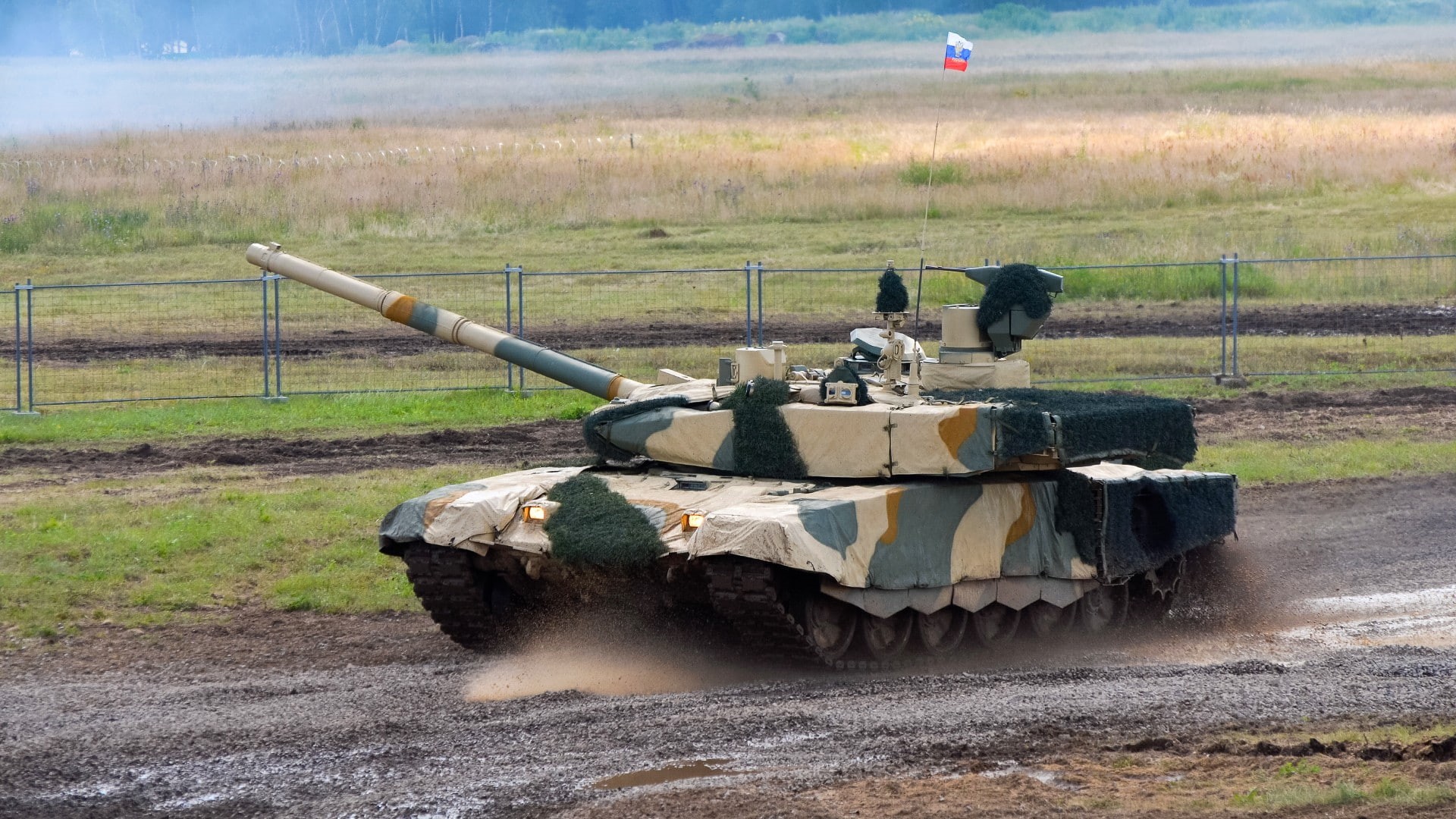 T-90, vehicle, tank, military, flag, 1080P, HD Wallpaper