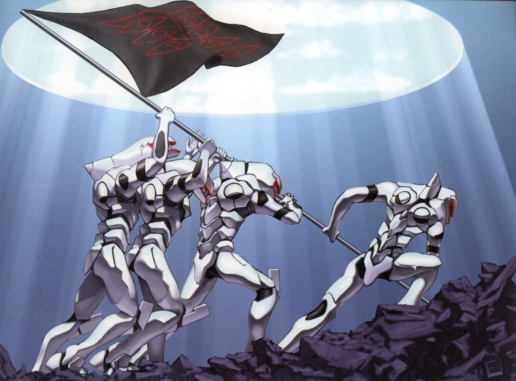 indoors, close-up, nature, flag, sky, low angle view, Neon Genesis Evangelion, focus on foreground, representation, Seele, curtain, art and craft, hanging, HD Wallpaper