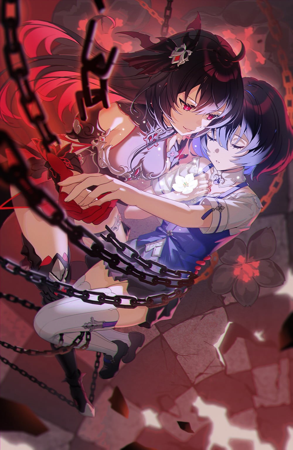 720P, anime, anime girls, MaJiang, vertical, chains, Guns Girl - School Day Z, Seele Vollerei, Honkai Impact 3rd, Honkai Impact, Phone HD Wallpaper