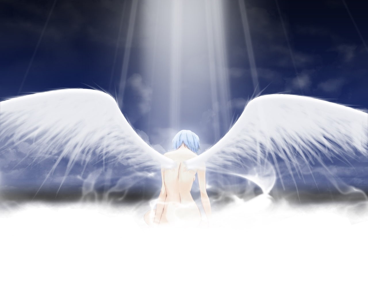 hd, ayanami, angel, x, evangelion, short, art, girls, blue, 720P, ayanami rei, neon, rei, hair, genesis, anime, wallpa, wings, HD Wallpaper