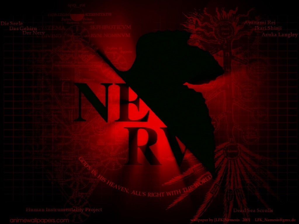 red, Nerv, Neon Genesis Evangelion, 480P, HD Wallpaper
