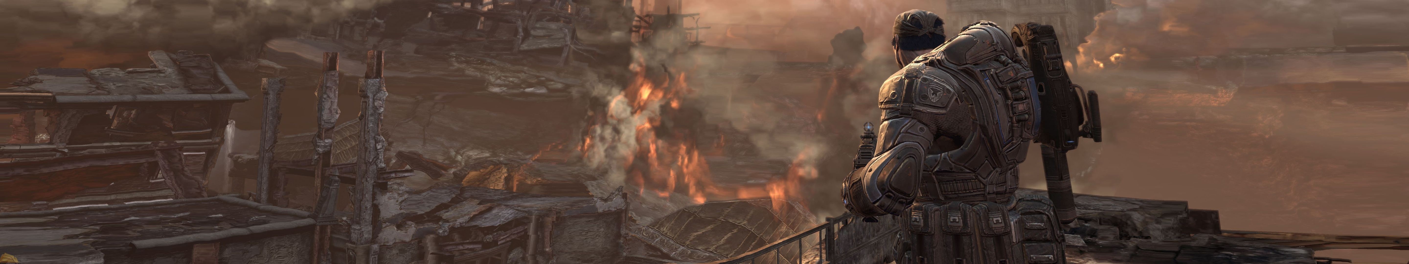 gears of war, x, multiscreen, war, games, hd, video, gears, art, 5K, HD Wallpaper