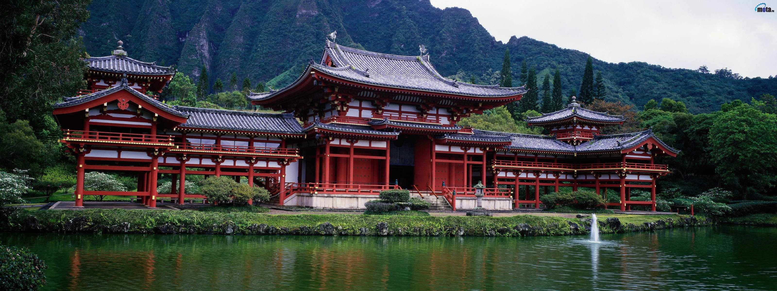 ancient, screen, water, architecture, multiscreen, china, art, tranquility, asian, lakes, dual, nature, 2K, Green, hd, HD Wallpaper