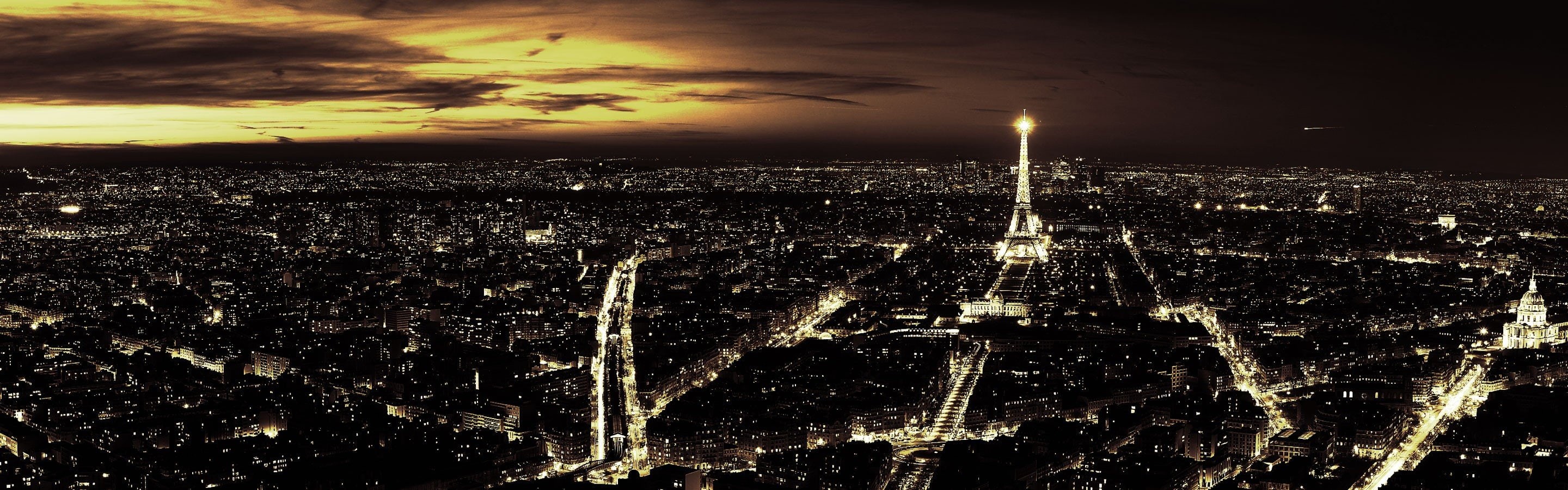night, france, tower, paris, eiffel, 2K, multiscreen, HD Wallpaper