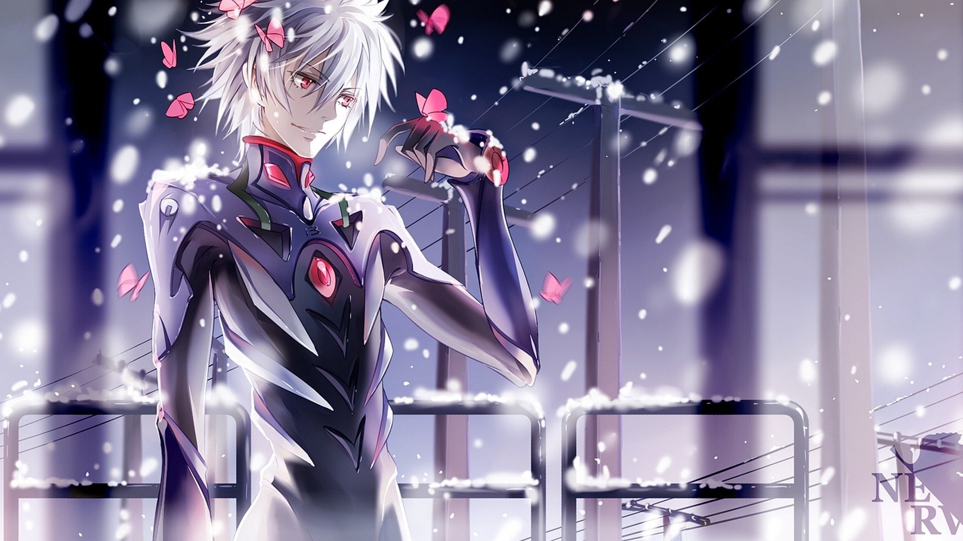 Evangelion, Snowfall, Short Hair, Evangelion: 3.0 You Can (Not) Redo, 1080P, Neon Genesis Evangelion, Red Eyes, Kaworu Nagisa, Anime, White Hair, HD Wallpaper