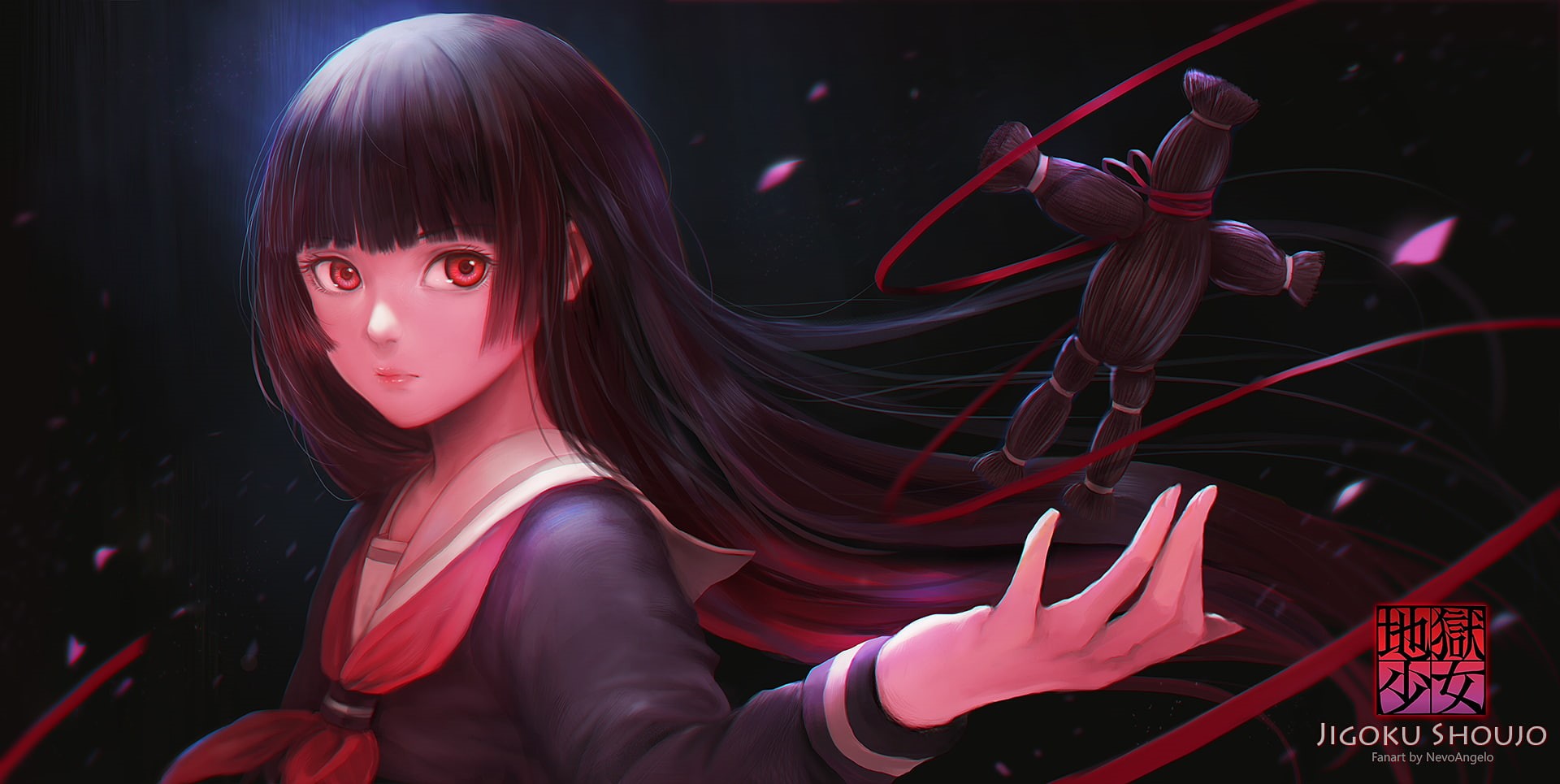 1080P, anime girls, Enma Ai, Jigoku Shoujo, HD Wallpaper
