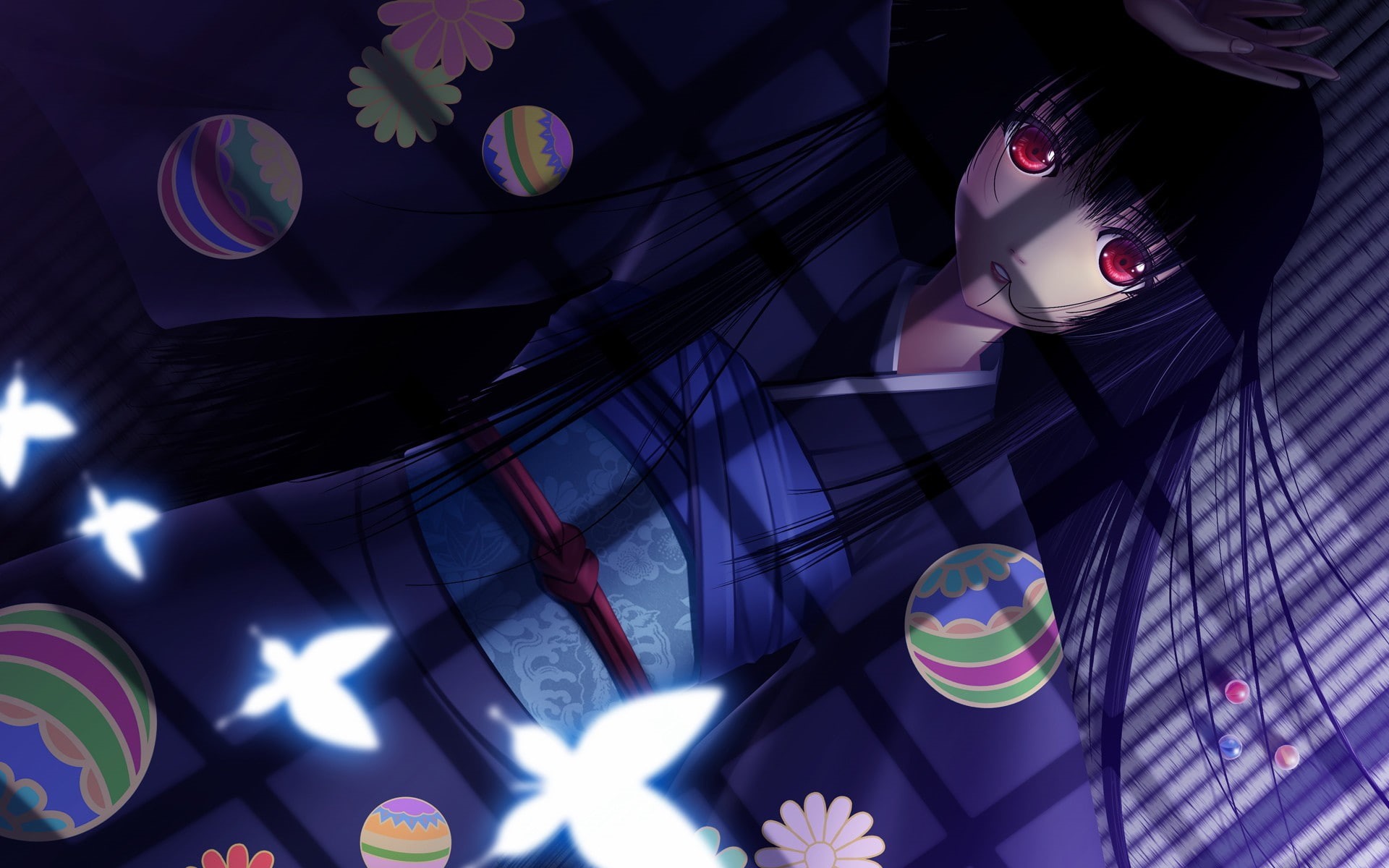 built structure, no people, Jigoku Shoujo, electric light, shape, light - natural phenomenon, pattern, electricity, light, indoors, Enma Ai, nightlife, HD Wallpaper