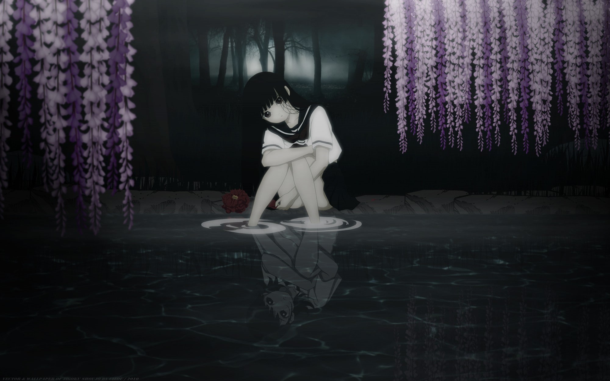 anime girls, Jigoku Shoujo, 1080P, Enma Ai, HD Wallpaper