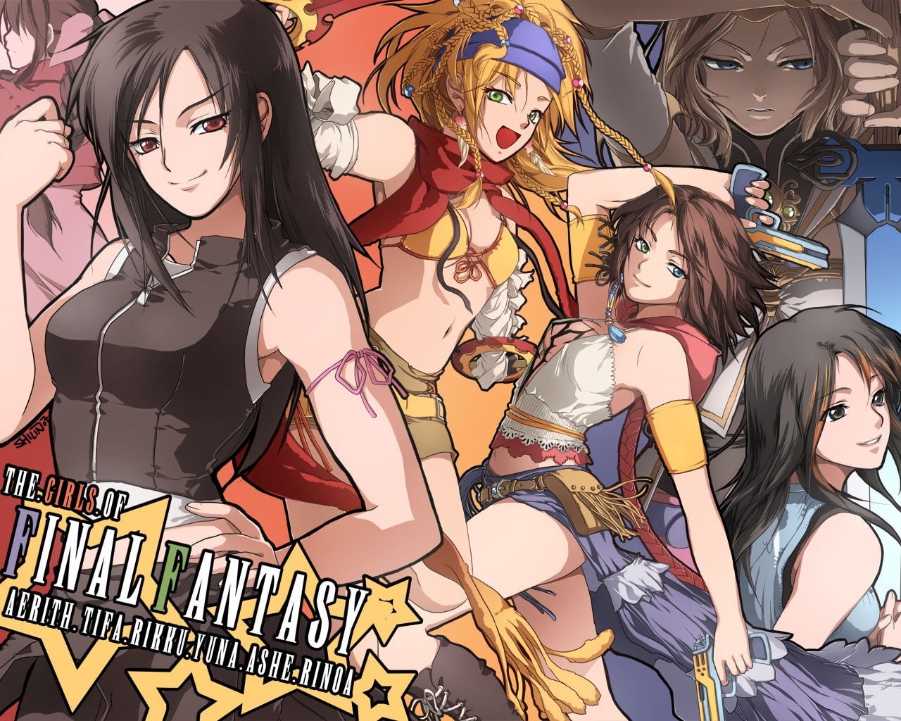 Aerith Gainsborough, Final Fantasy, Rikku (Final Fantasy), fantasy, Ashelia Bnargin Dalmasca, final, Yuna (Final Fantasy), girls, Tifa Lockhart, HD Wallpaper