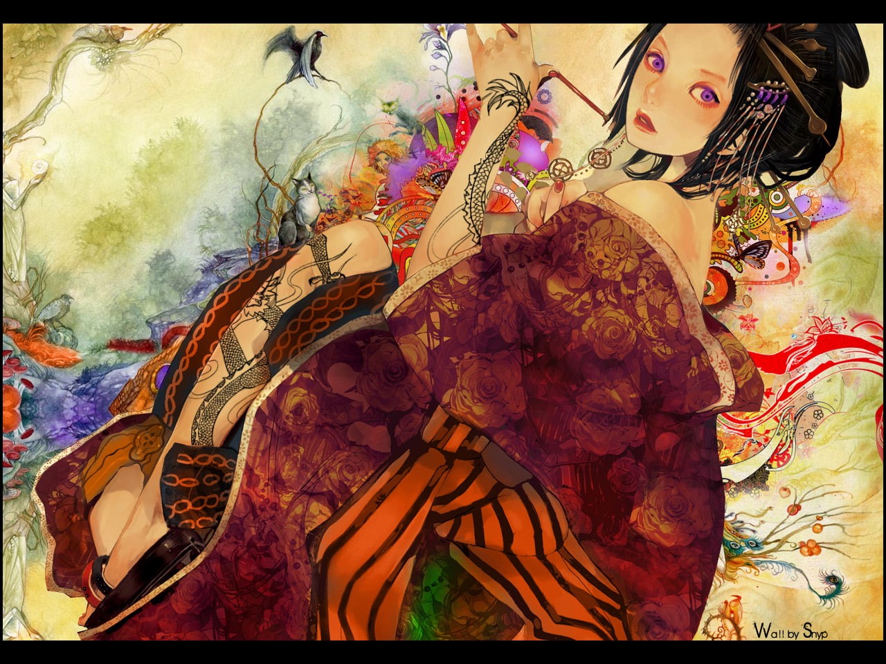 yakuza, artwork, anime, 720P, anime girls, tattoo, HD Wallpaper