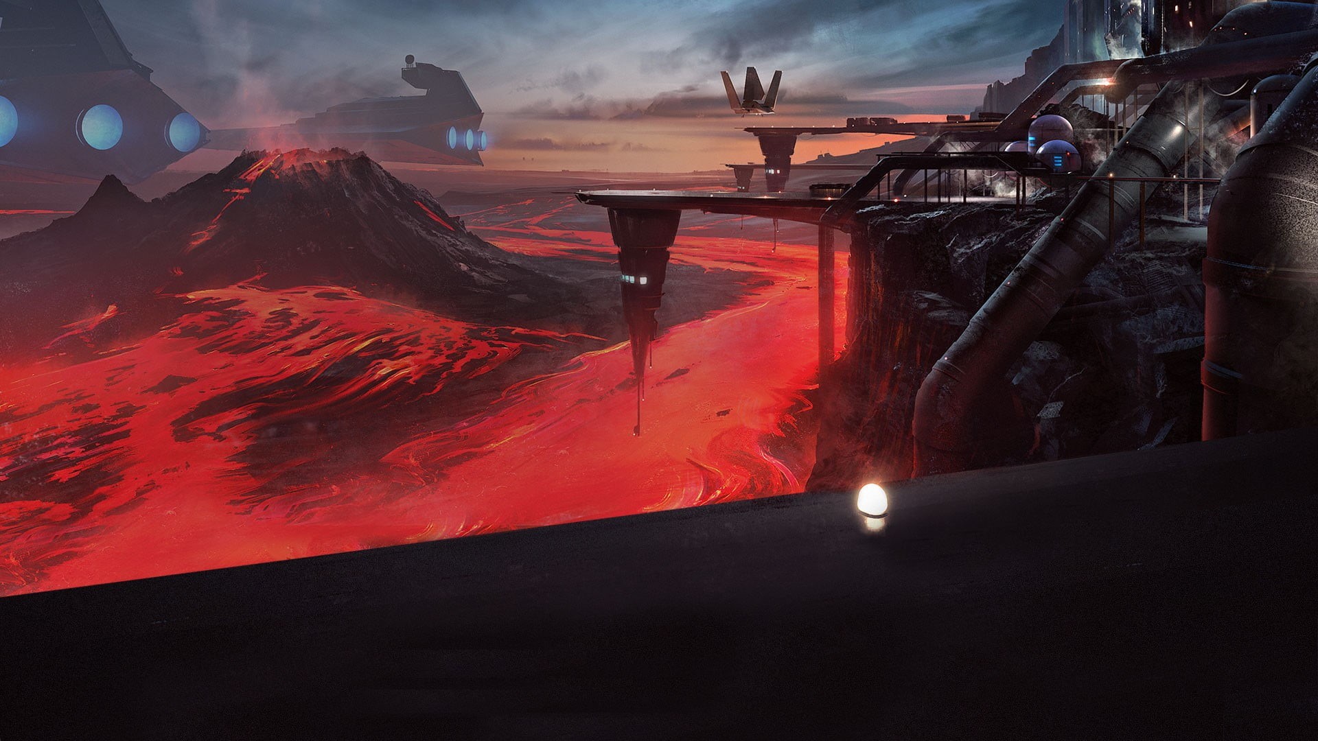 EA DICE, cloud - sky, transportation, video games, volcano, 1080P, snow, mountain, industry, environment, game, beauty in nature, Star Wars: Battlefront, HD Wallpaper
