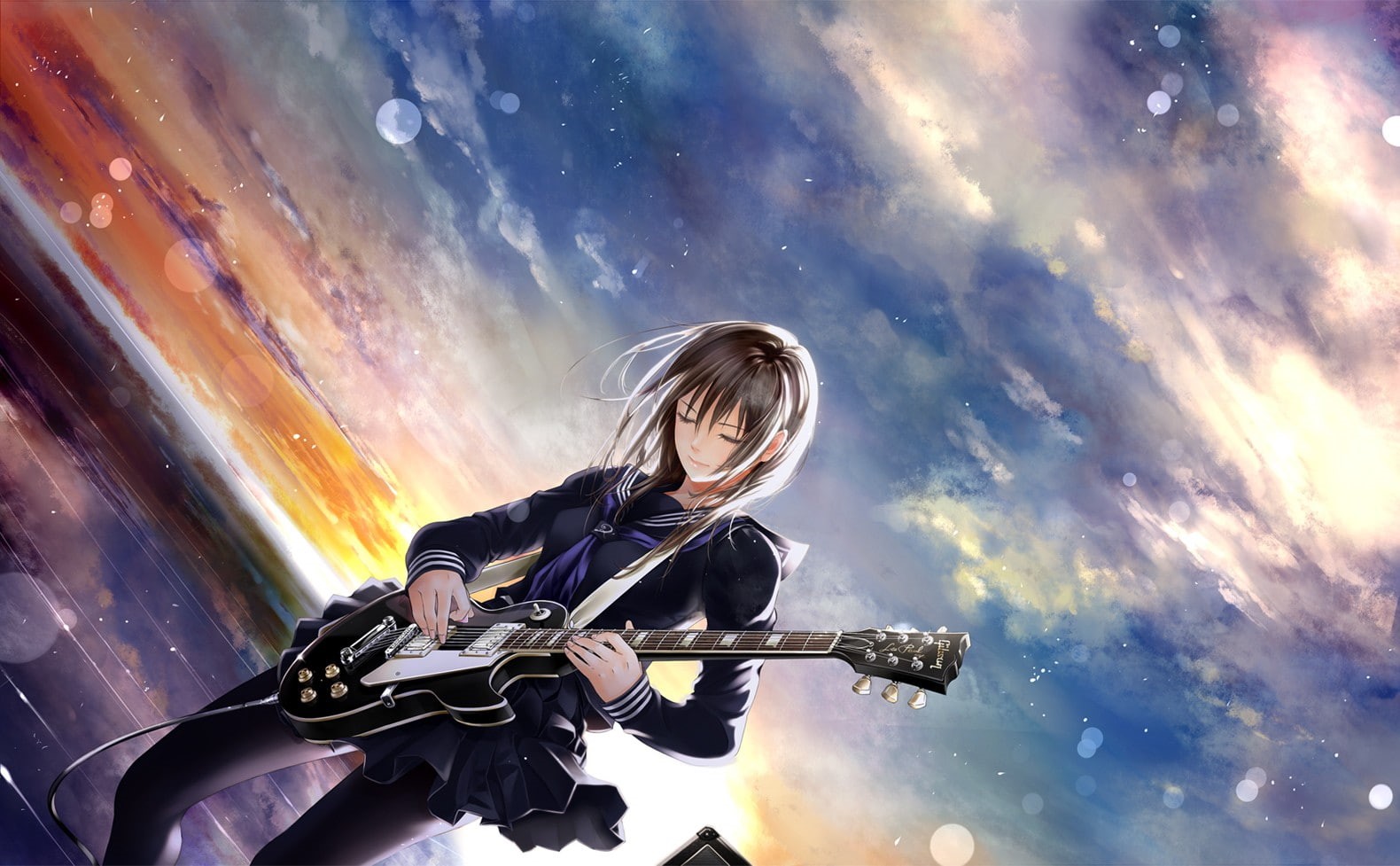 music, girls, anime girls, 720P, guitar, anime, HD Wallpaper