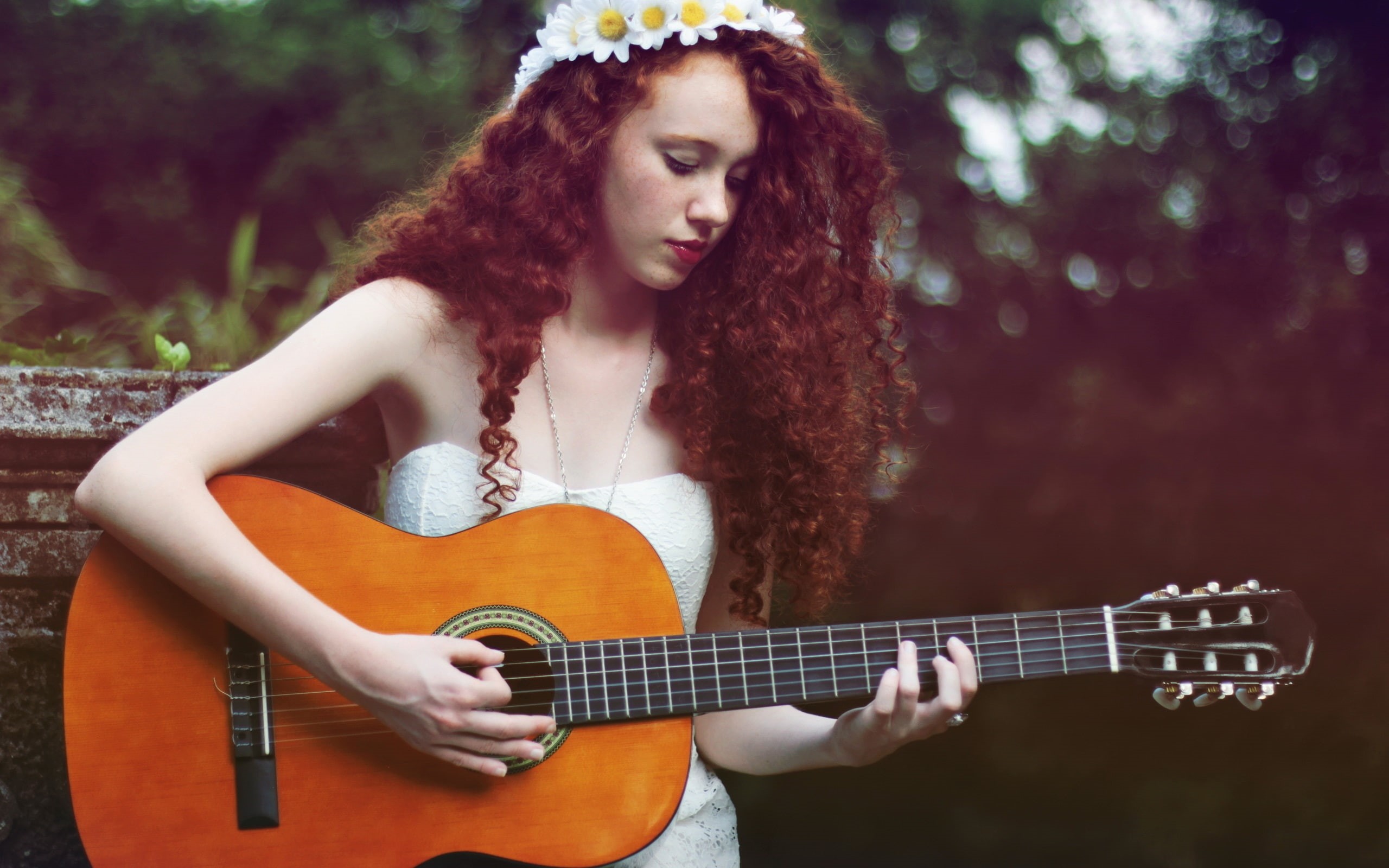 Music, Brown, Hair, Guitar, 2K, Girl, HD Wallpaper
