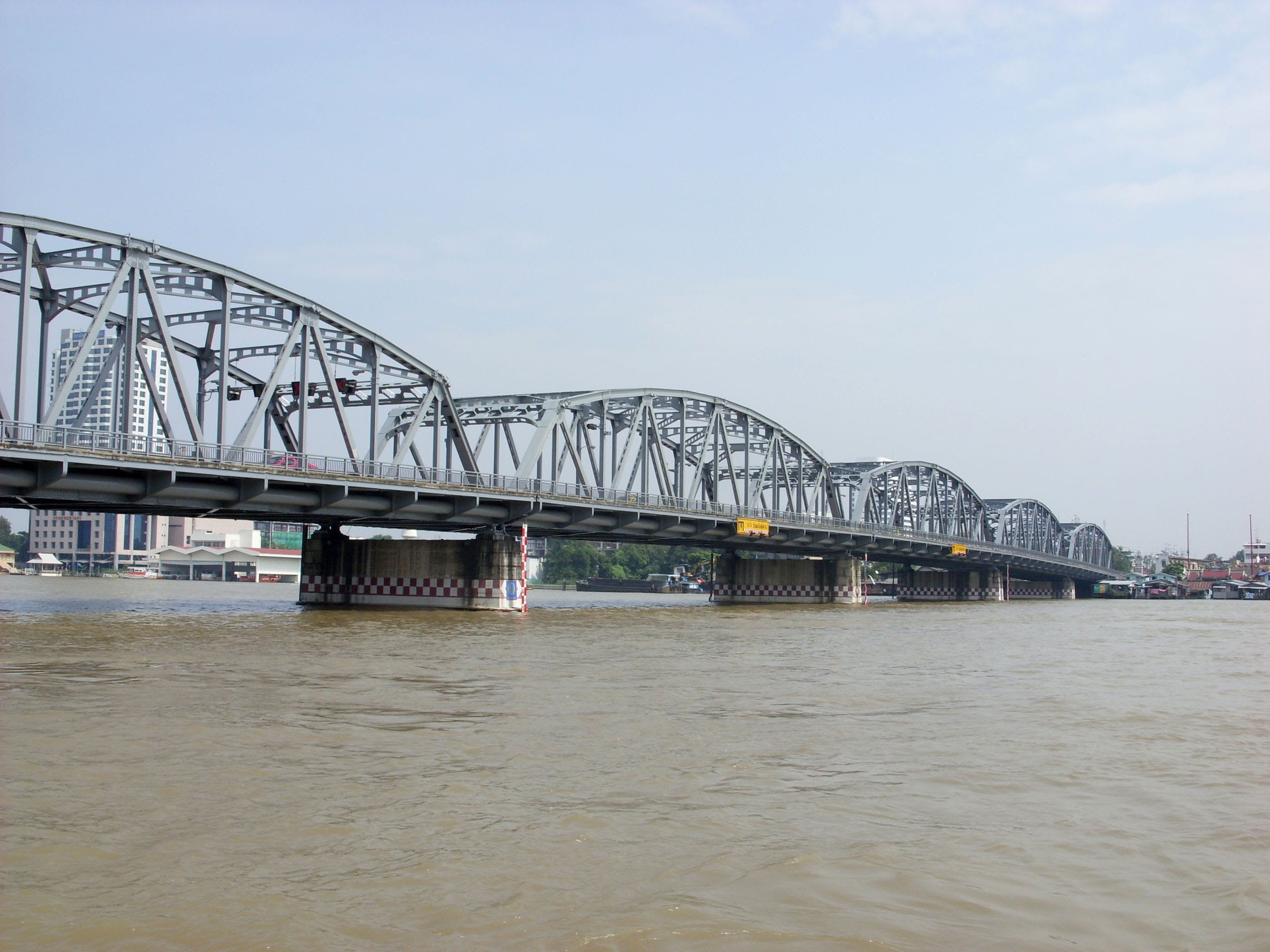 bridge, thailand, alloy, transportation, architecture, arch bridge, water, chao phraya, outdoors, architectural column, krungthon, infrastructure, river, HD Wallpaper