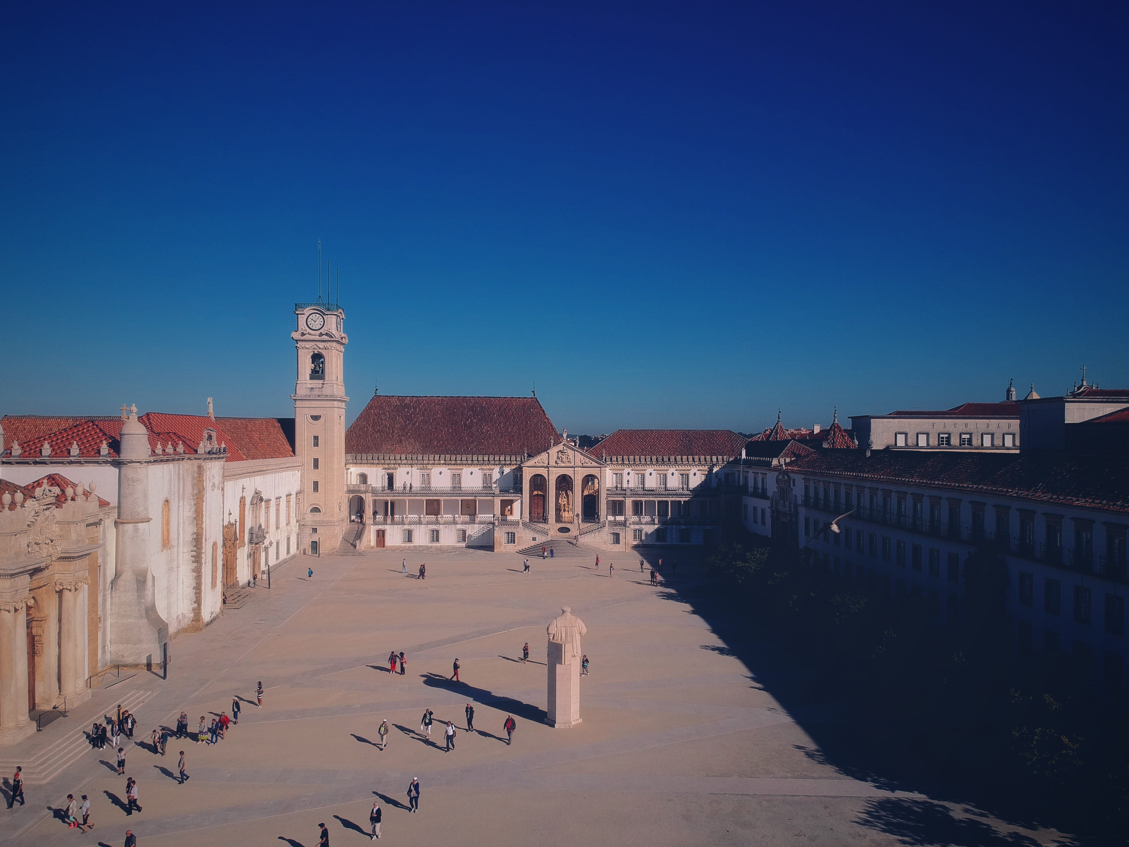 coast, portugal, blue, photography, sunlight, water, plaza, sky, city, hotel, architecture, no people, history, town, clear sky, 2K, building, resort, HD Wallpaper