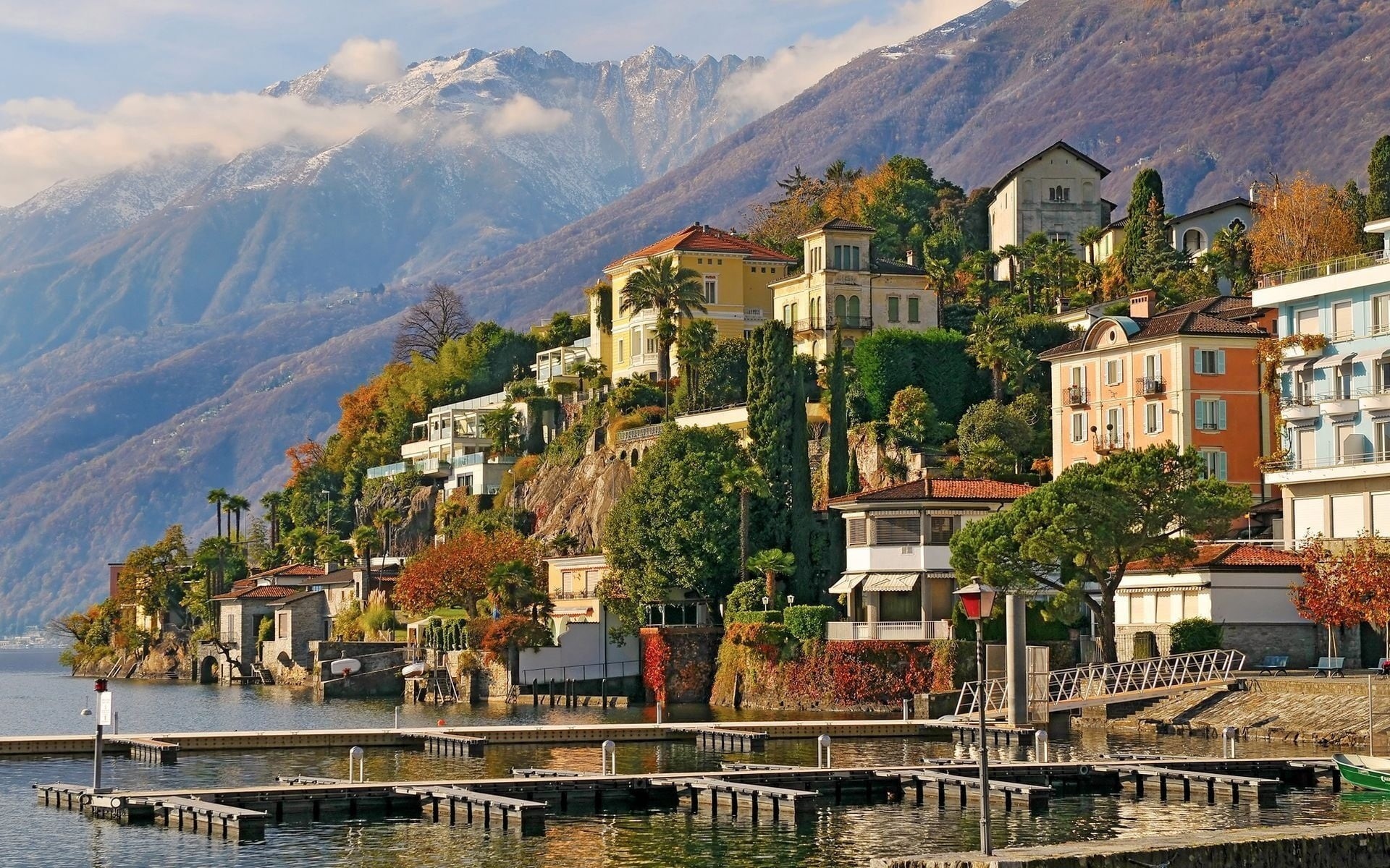 house, scenics, cityscape, europe, travel, blue, white, travel Destinations, nature, mountain, tourism, outdoors, houses, waterfront, architecture, sea, HD Wallpaper