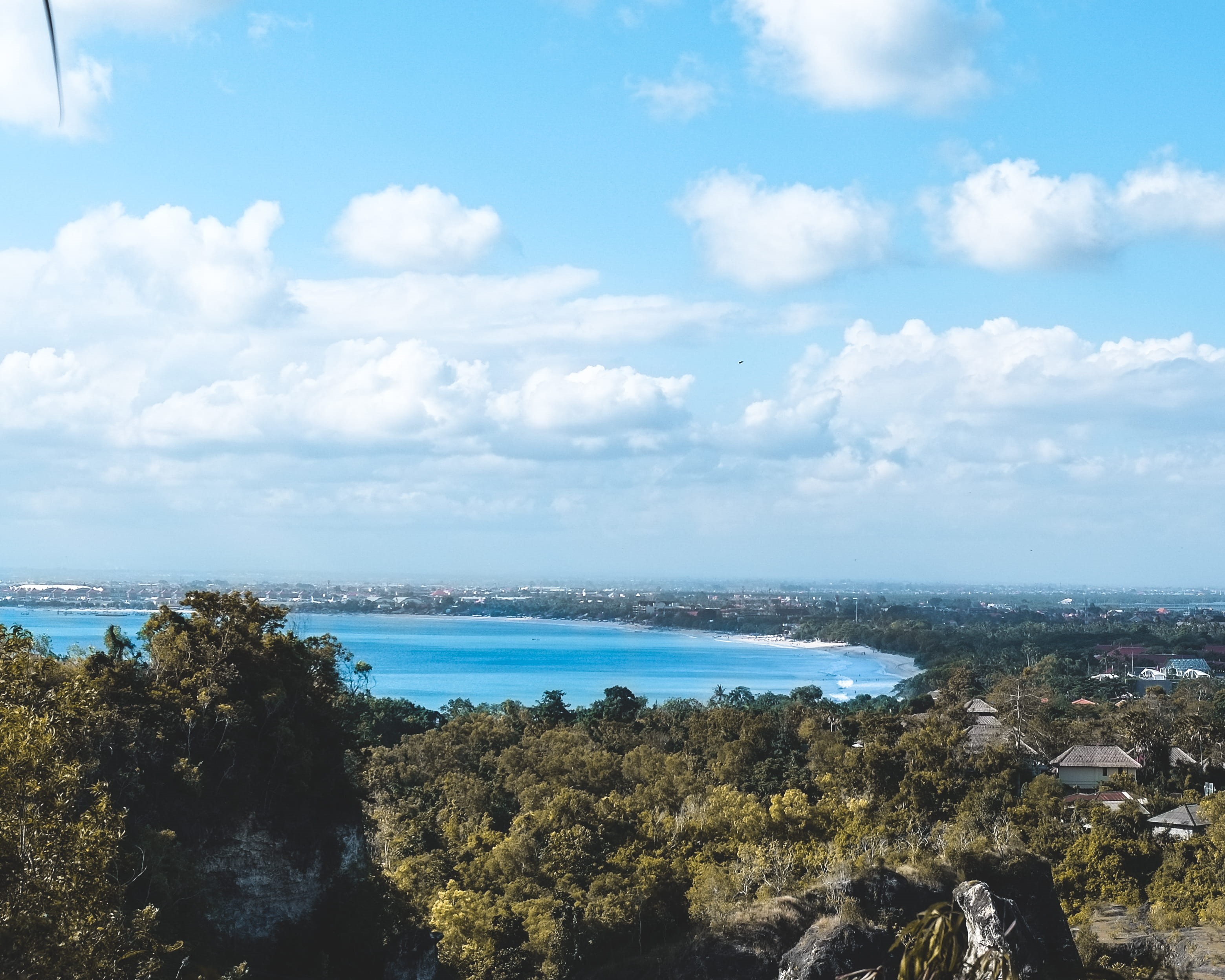 cloud - sky, horizon over water, nature, plant, non-urban scene, land, bali, clouds, scenics - nature, sunny, jimbaran beach, 2K, landscape, sky, sea, HD Wallpaper