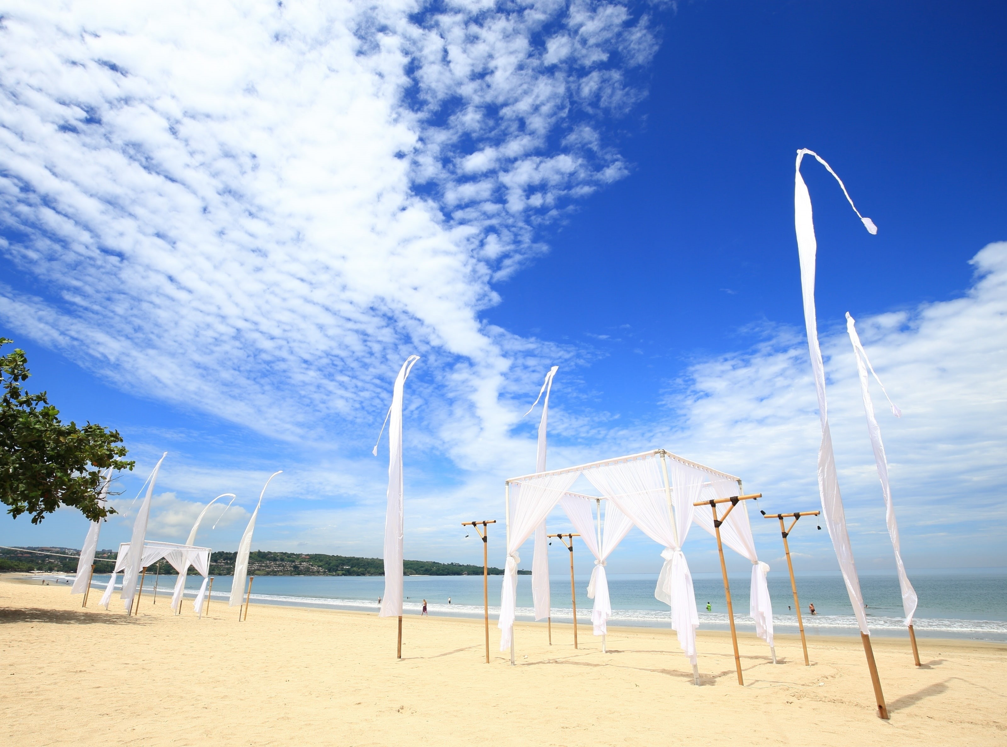 Indonesia, cloud - sky, tranquil scene, water, Blue, 2K, scenics - nature, horizon over water, land, bali, outdoors, canopy, nature, jimbaran, sky, sea, HD Wallpaper
