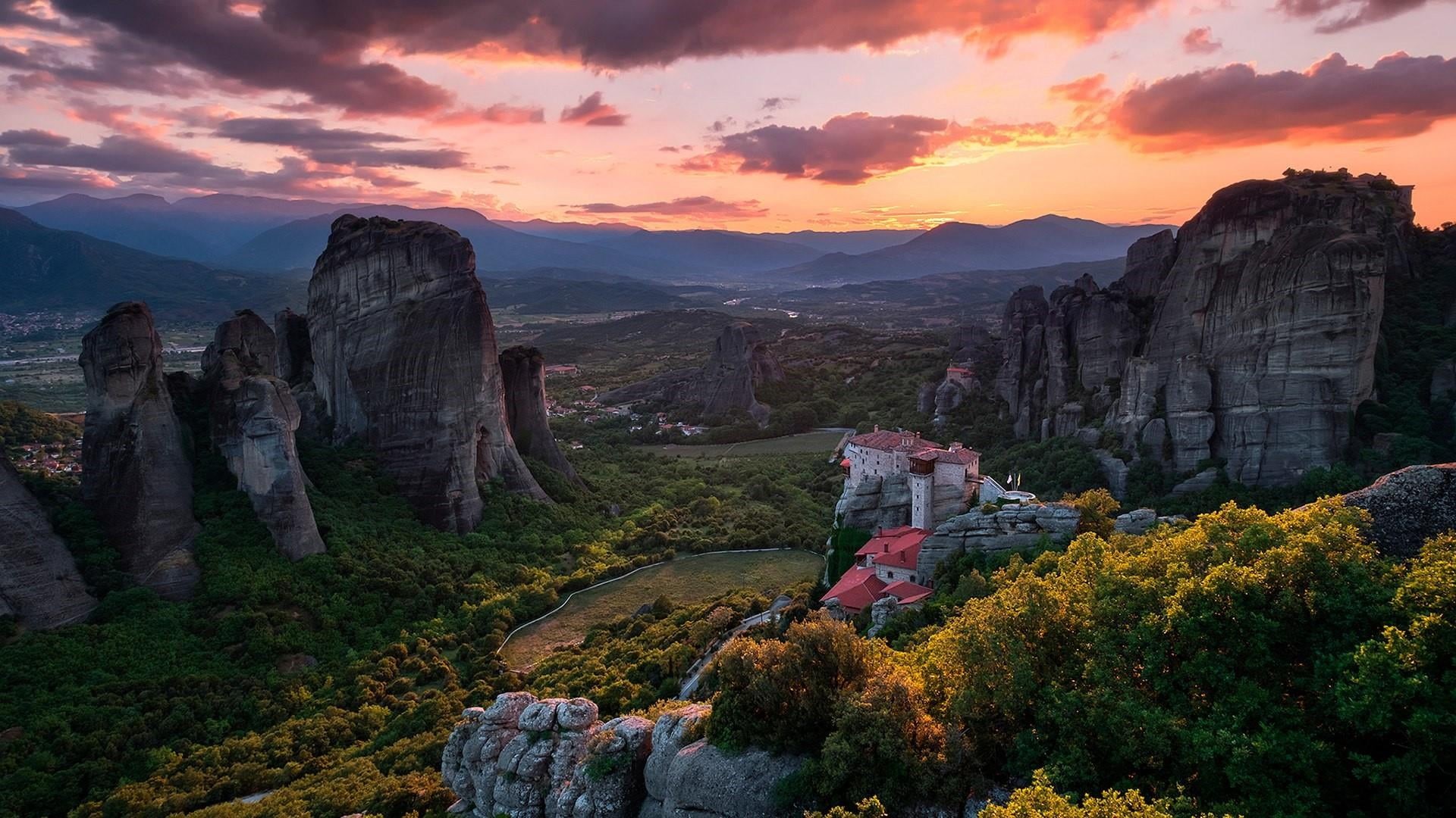 meteora, tranquility, monastery, rock, rock formation, sky, tourist attraction, environment, landscape, beauty in nature, tranquil scene, non-urban scene, HD Wallpaper