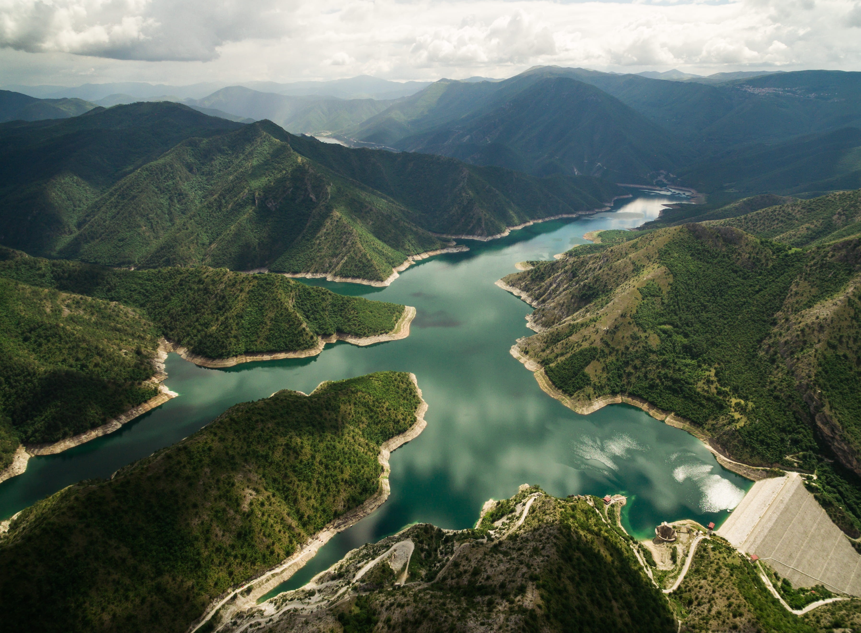 dam, mountain range, islands, day, lake, beauty In Nature, photography, no people, reflection, view, scenics - nature, cloud - sky, tranquility, non-urban scene, HD Wallpaper