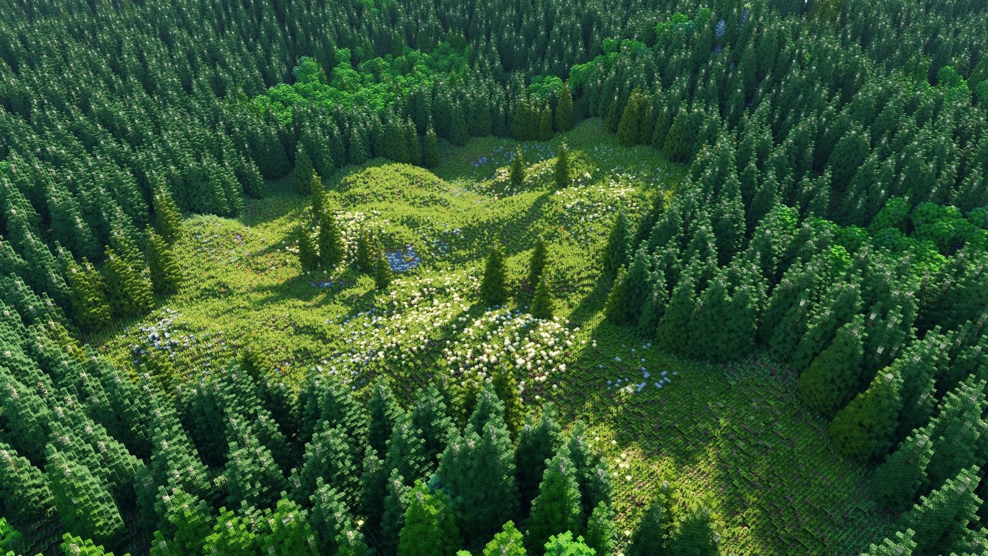 tranquility, plant, high angle view, forest, Chunky, green color, lush foliage, day, beauty in nature, Minecraft, growth, rural scene, land, landscape, HD Wallpaper