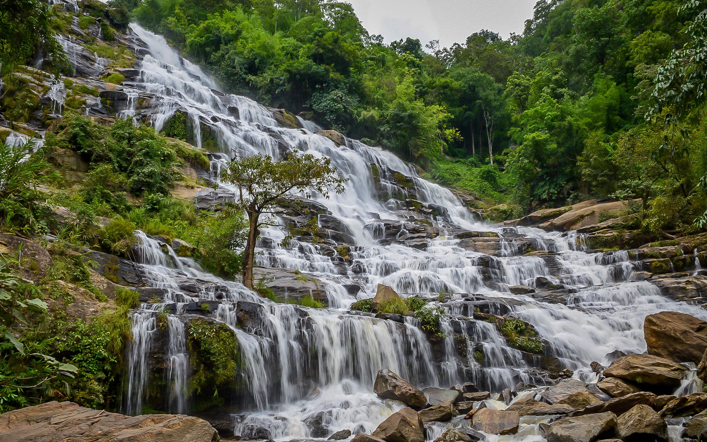northern, solid, forest, scenics - nature, motion, flowing, thailands, no people, thailand, 2K, water, plant, falling water, non-urban scene, environment, HD Wallpaper
