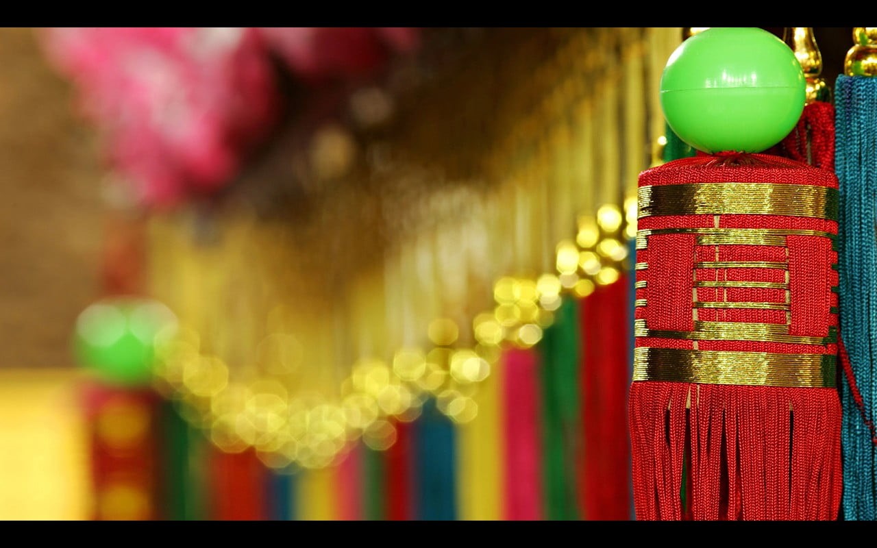 hanging, night, depth of field, auto post production filter, decorations, yellow, chinese new year, close-up, red, human representation, focus on foreground, HD Wallpaper