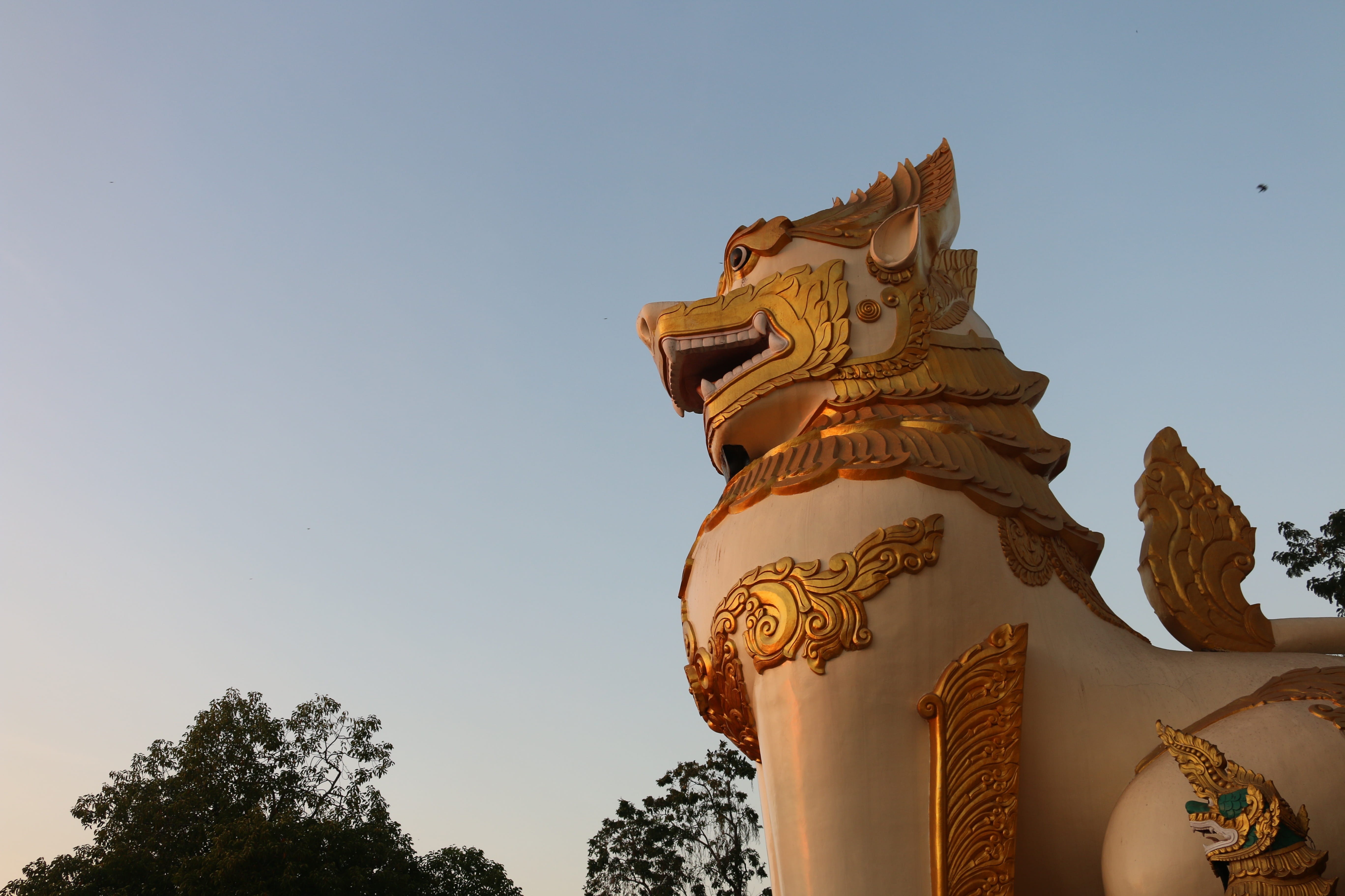 outdoors, Shwedagon, nature, yangoon, 5K, place of worship, belief, yangon, built structure, Statue, spirituality, clear sky, creativity, sky, no people, HD Wallpaper