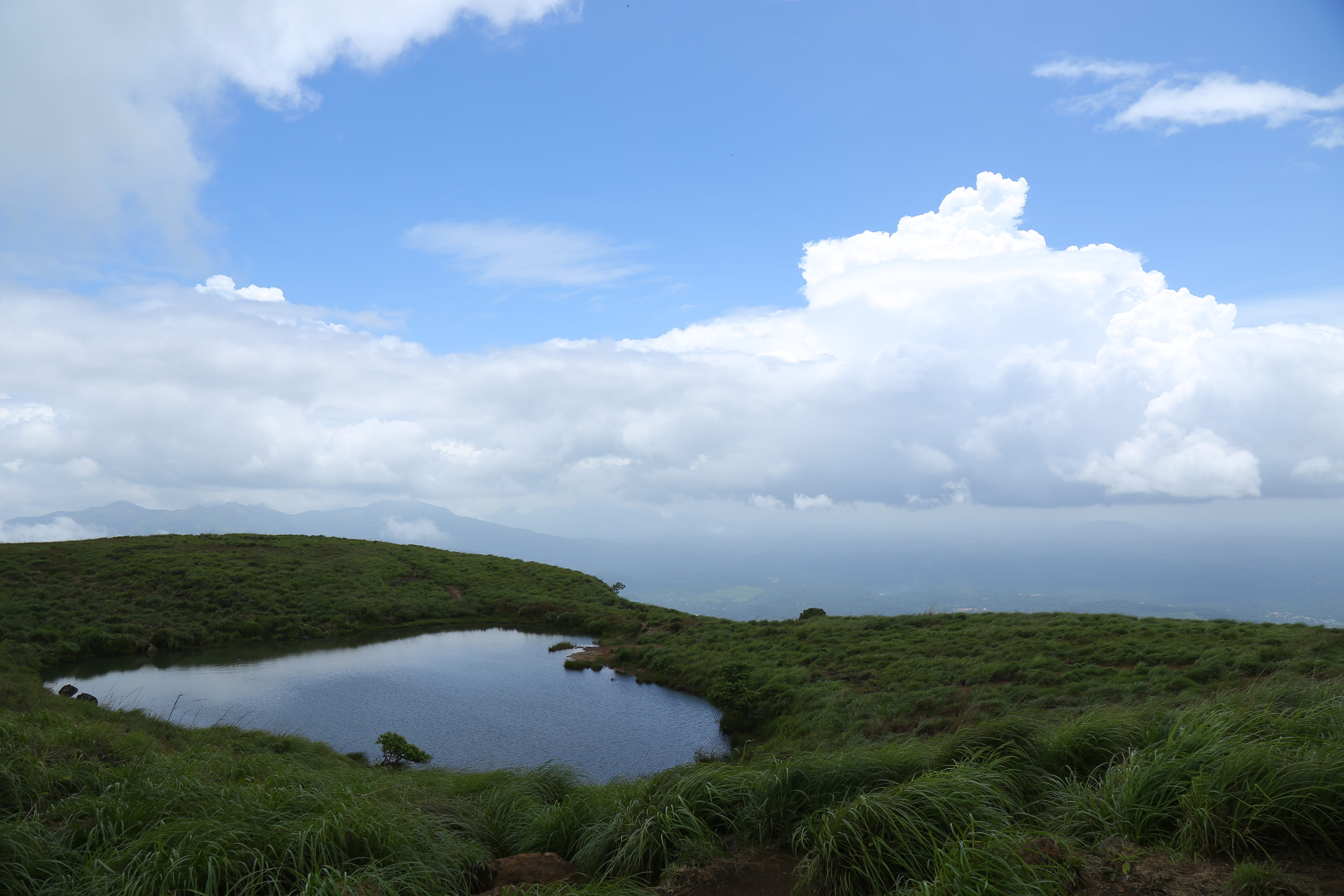 water, heart lake, landscape, green color, tranquil scene, plant, scenics - nature, cloud - sky, beauty in nature, india, grass, non-urban scene, nature, HD Wallpaper