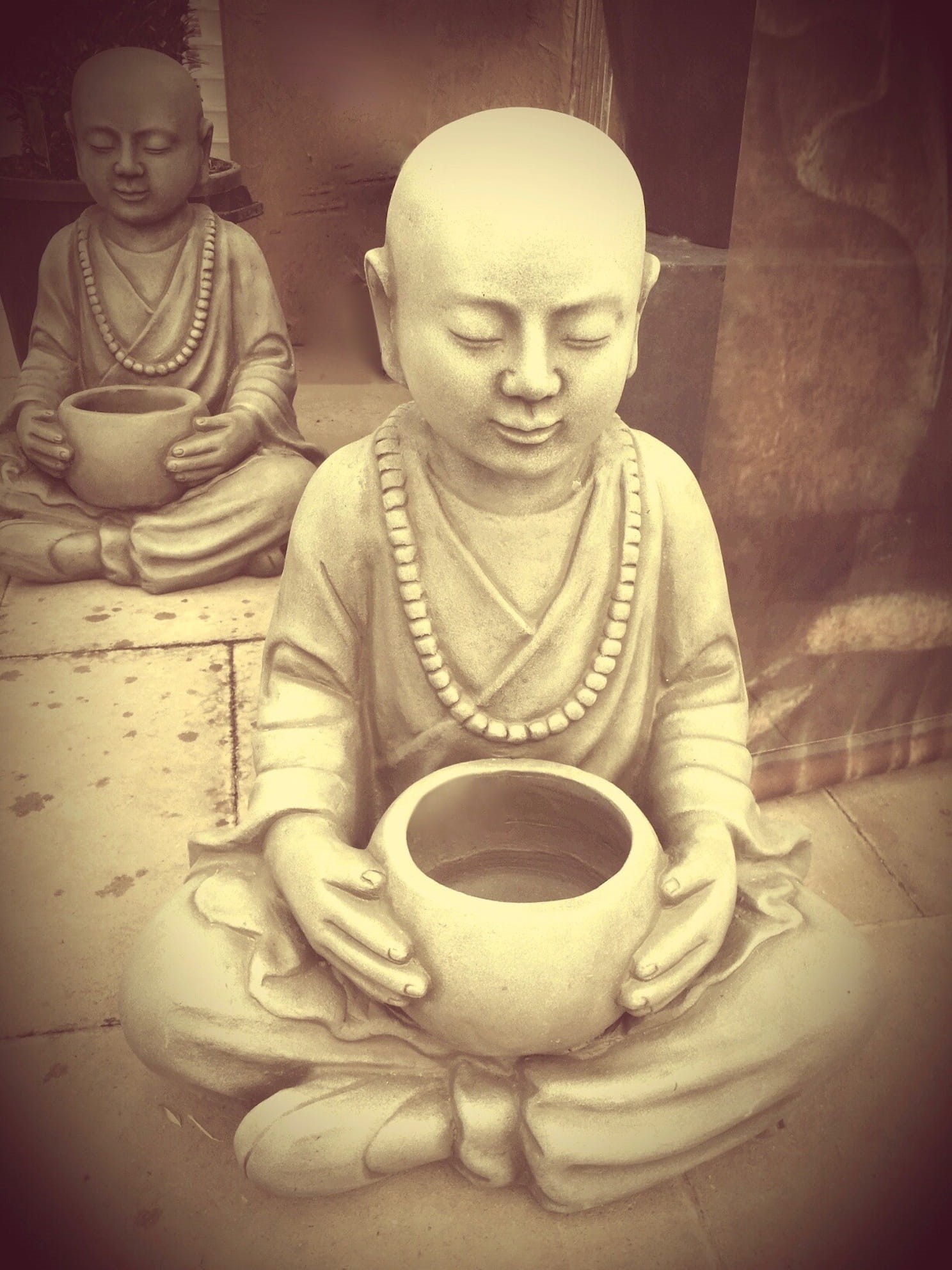 statue, monks, meditation, ceramics, human representation, sitting, weathered, inner calm, front view, 1080P, monk, male likeness, buddhists, figure, people, Phone HD Wallpaper