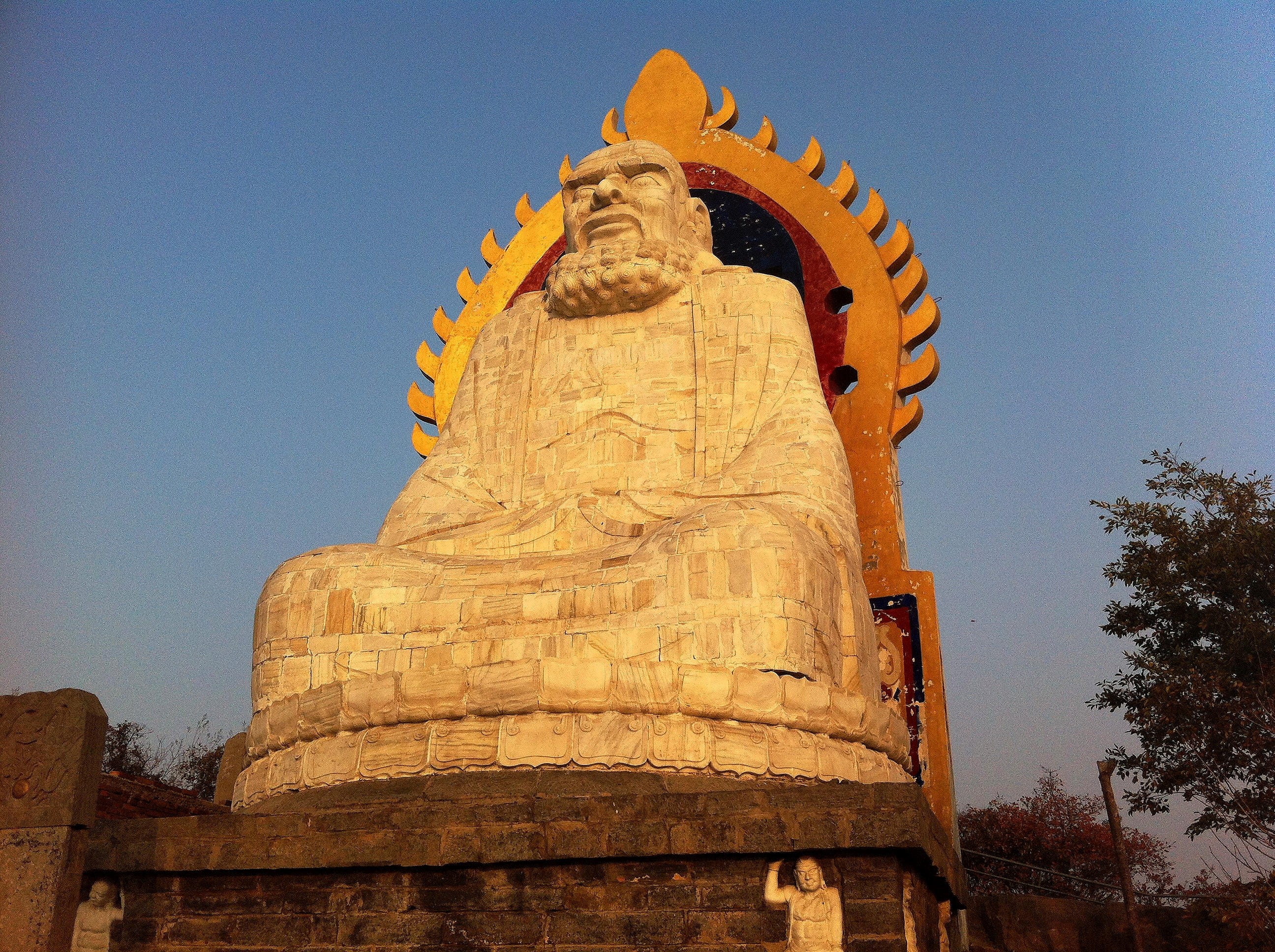 human representation, built structure, clear sky, the past, temple, Buddha, shaolin, no people, Stone, religion, henan, Asia, 2K, temple complex, dengfeng, HD Wallpaper