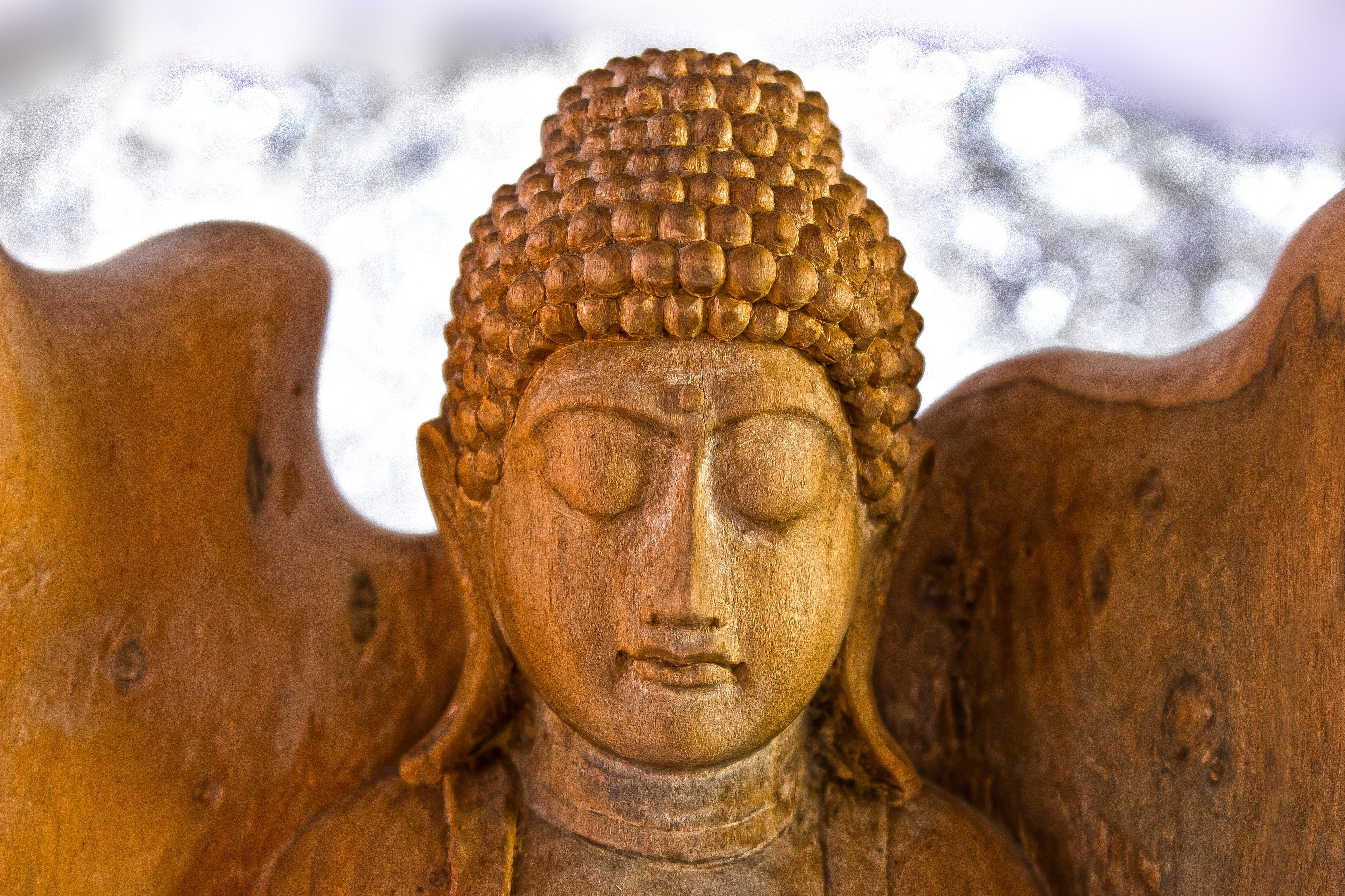 asia, religion, spiritual, carved, sculpture, art, art and craft, cloud - sky, 5K, founder, burl wood, belief, statue, day, nepal, siddhartha gautama, HD Wallpaper